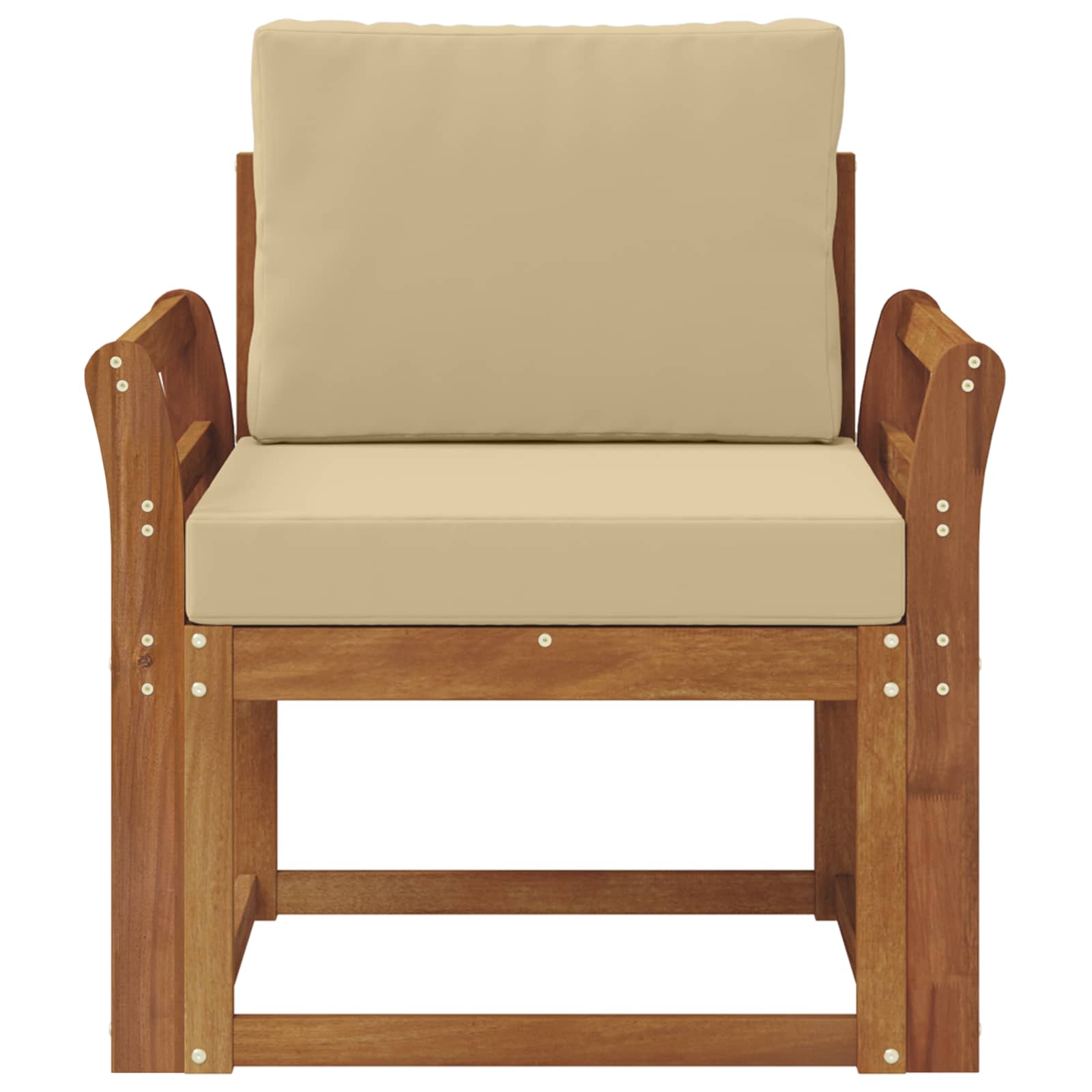Outdoor-Sofa Massives Akazienholz und Polyester Natur