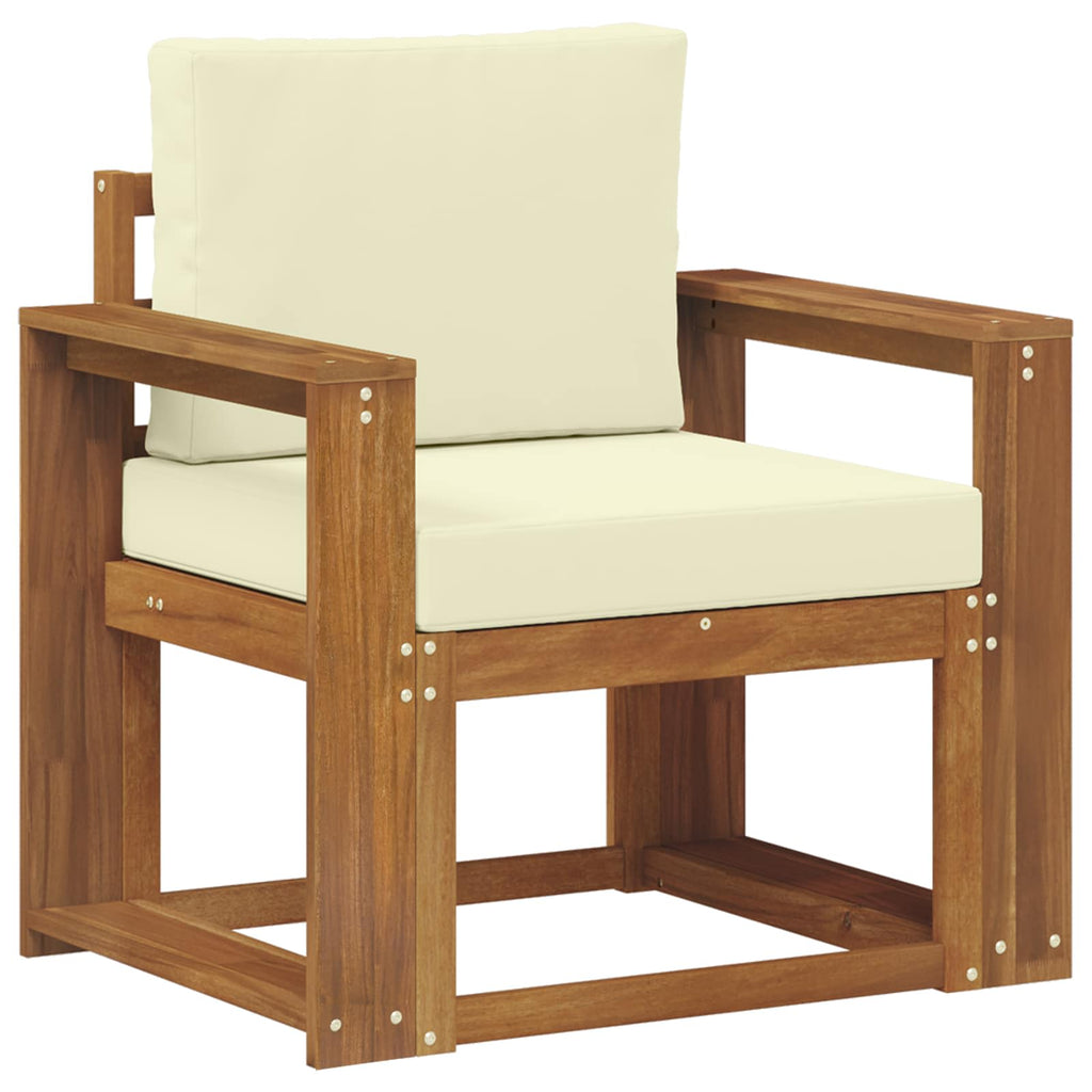 Outdoor-Sofa Massives Akazienholz und Polyester Natur