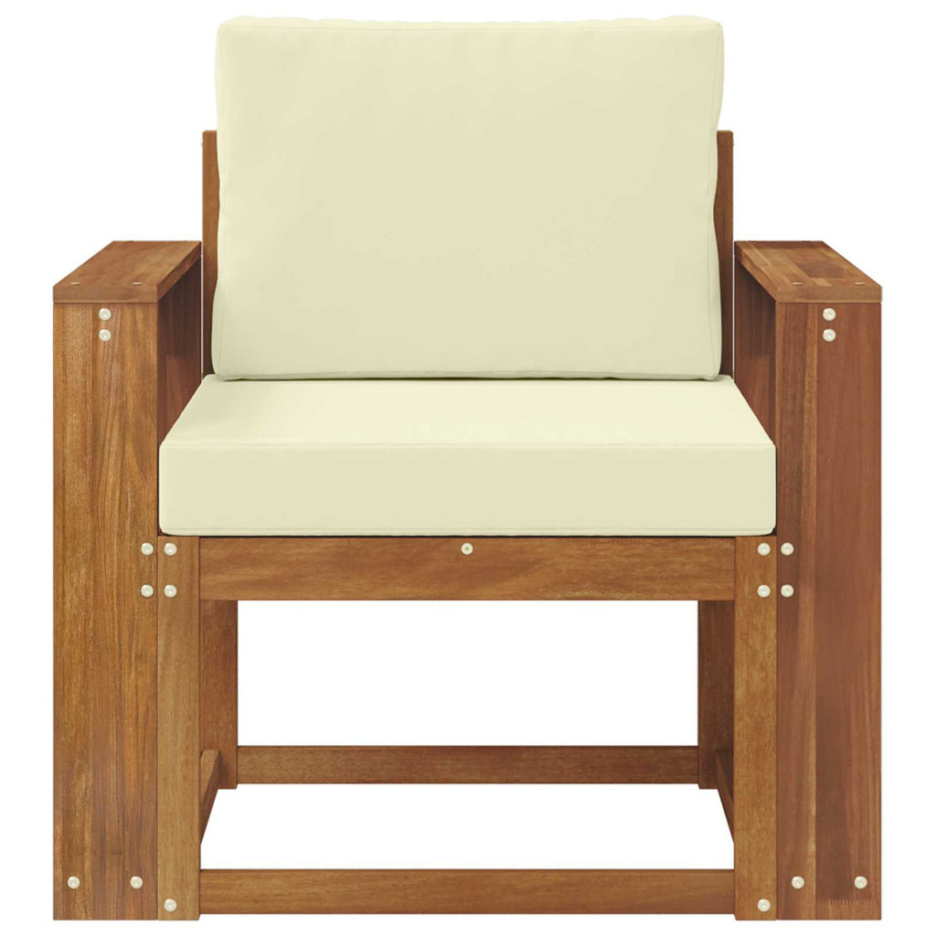 Outdoor-Sofa Massives Akazienholz und Polyester Natur