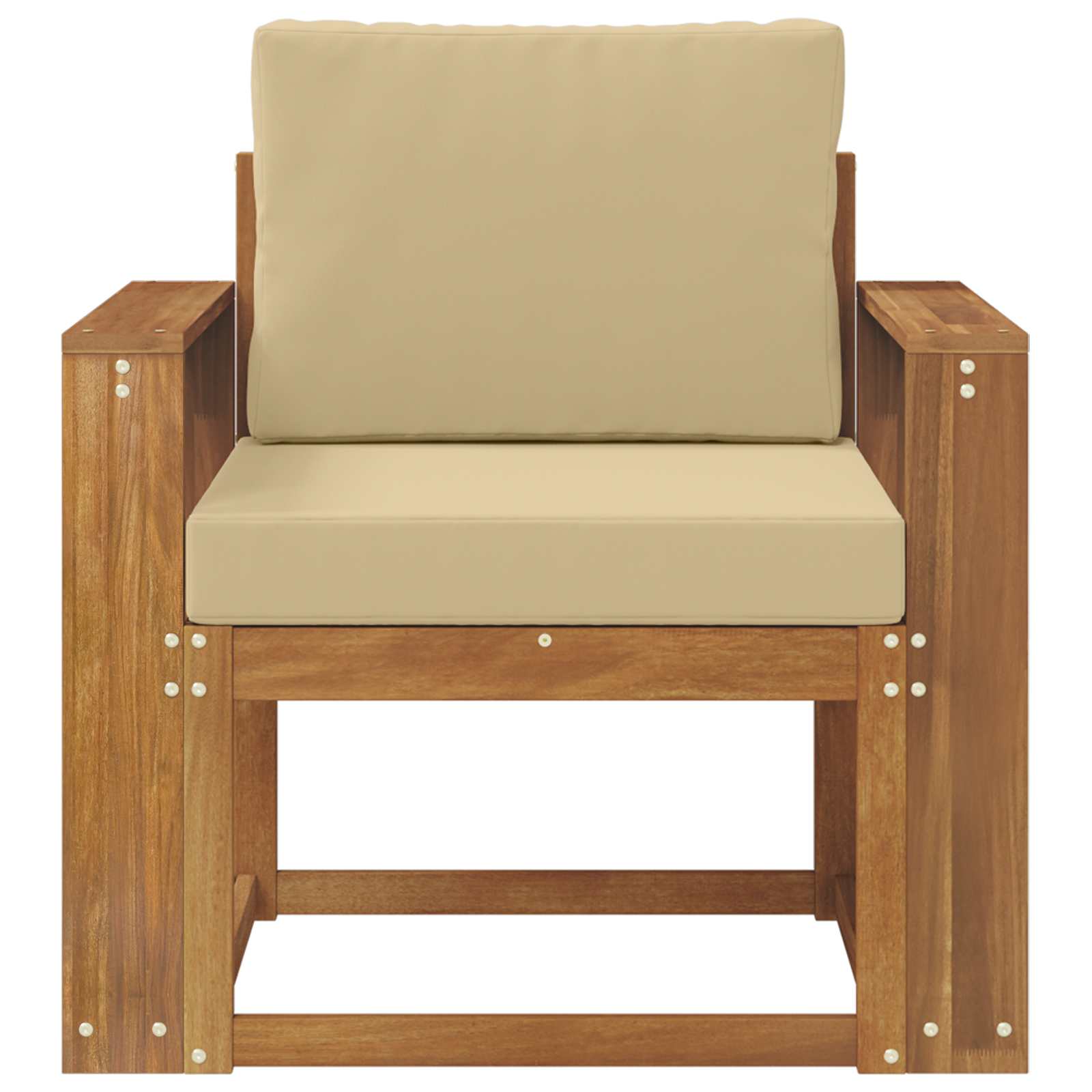 Outdoor-Sofa Massives Akazienholz und Polyester Natur
