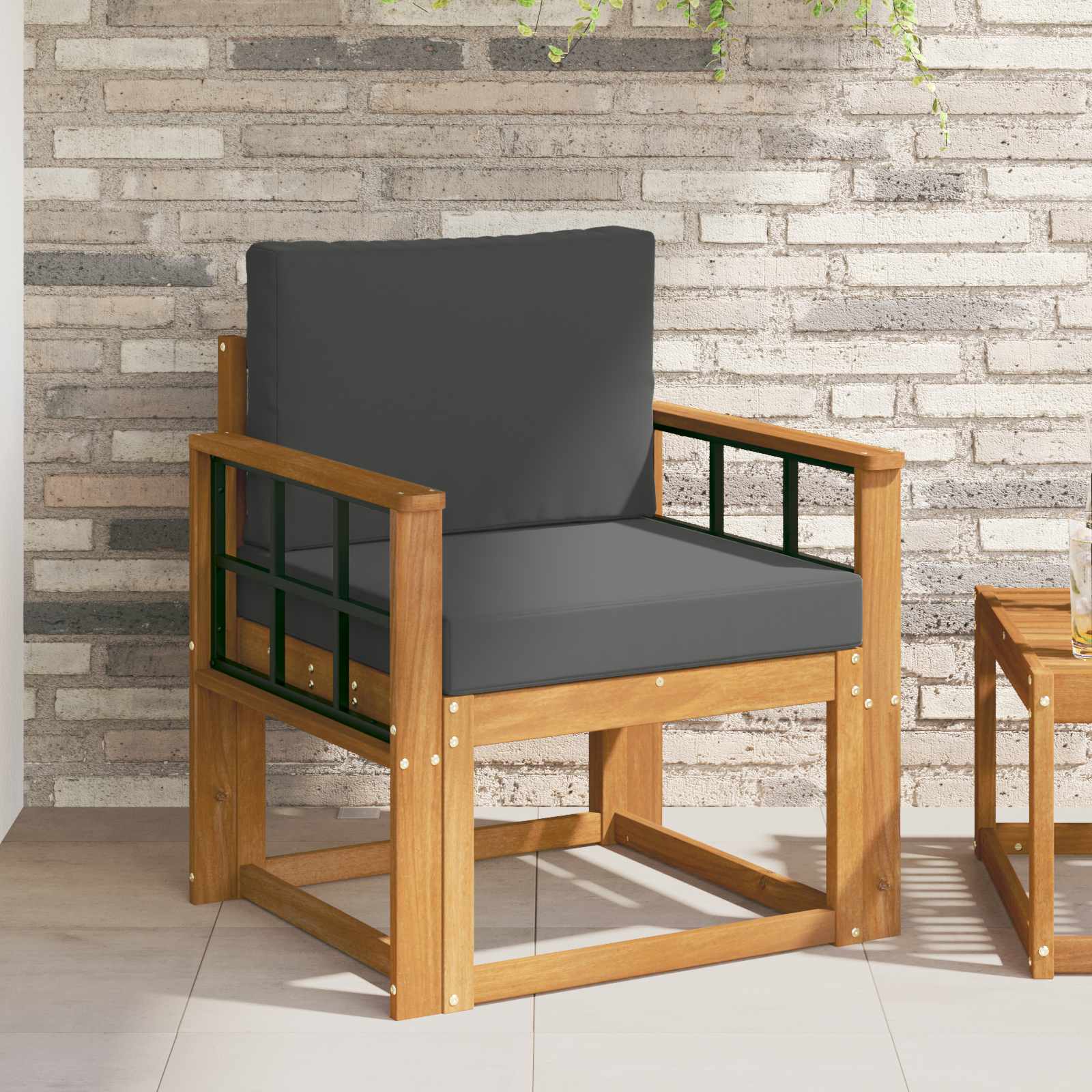 Outdoor-Sofa Massives Akazienholz und Polyester Natur