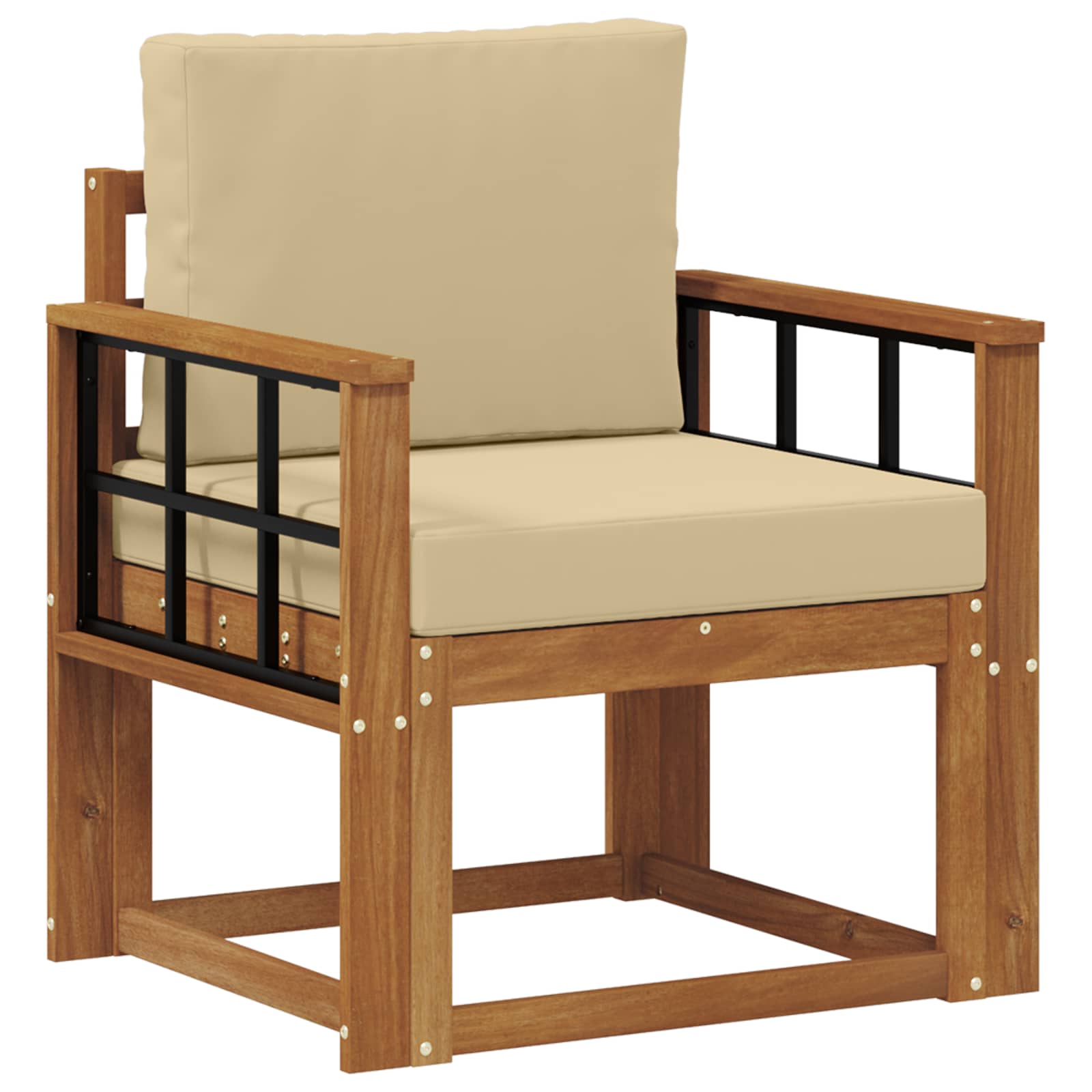 Outdoor-Sofa Massives Akazienholz und Polyester Natur