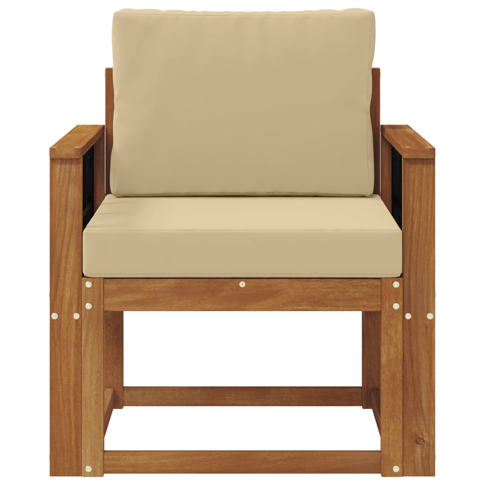 Outdoor-Sofa Massives Akazienholz und Polyester Natur