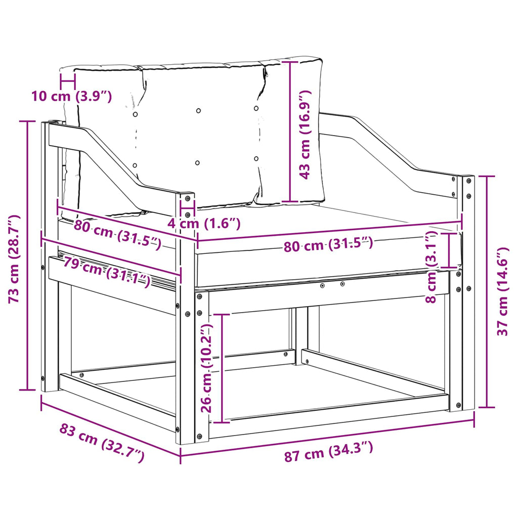 Outdoor Mittelsofa Natur