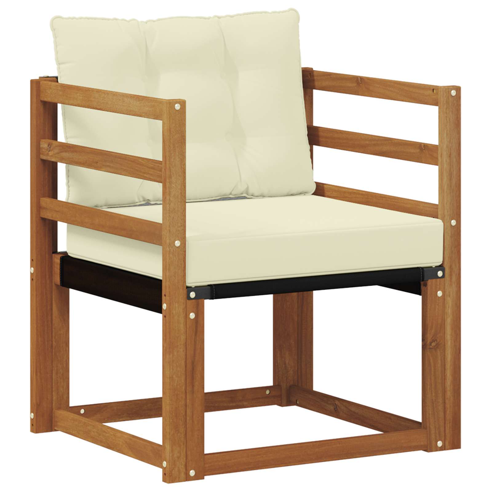 Outdoor-Sofa Massivholz Akazie Natur und Creme