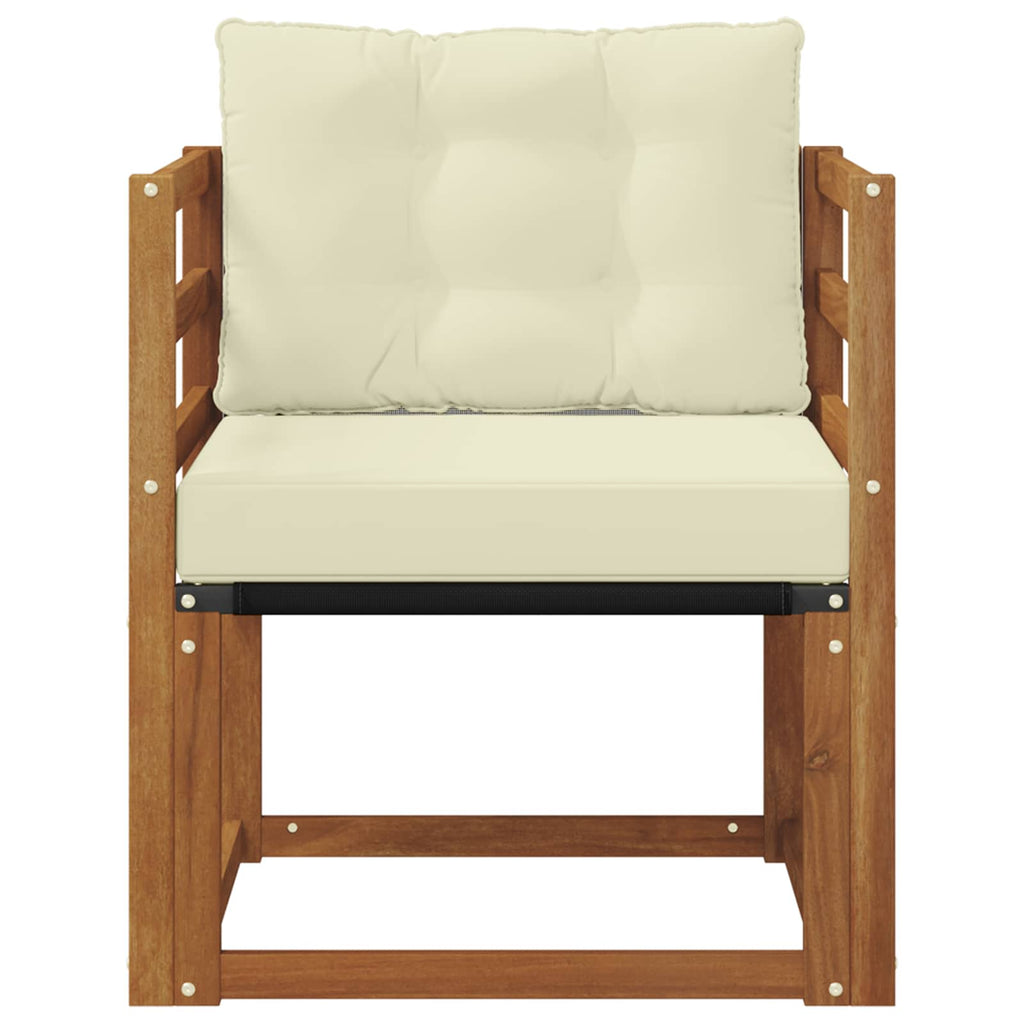 Outdoor-Sofa Massivholz Akazie Natur und Creme