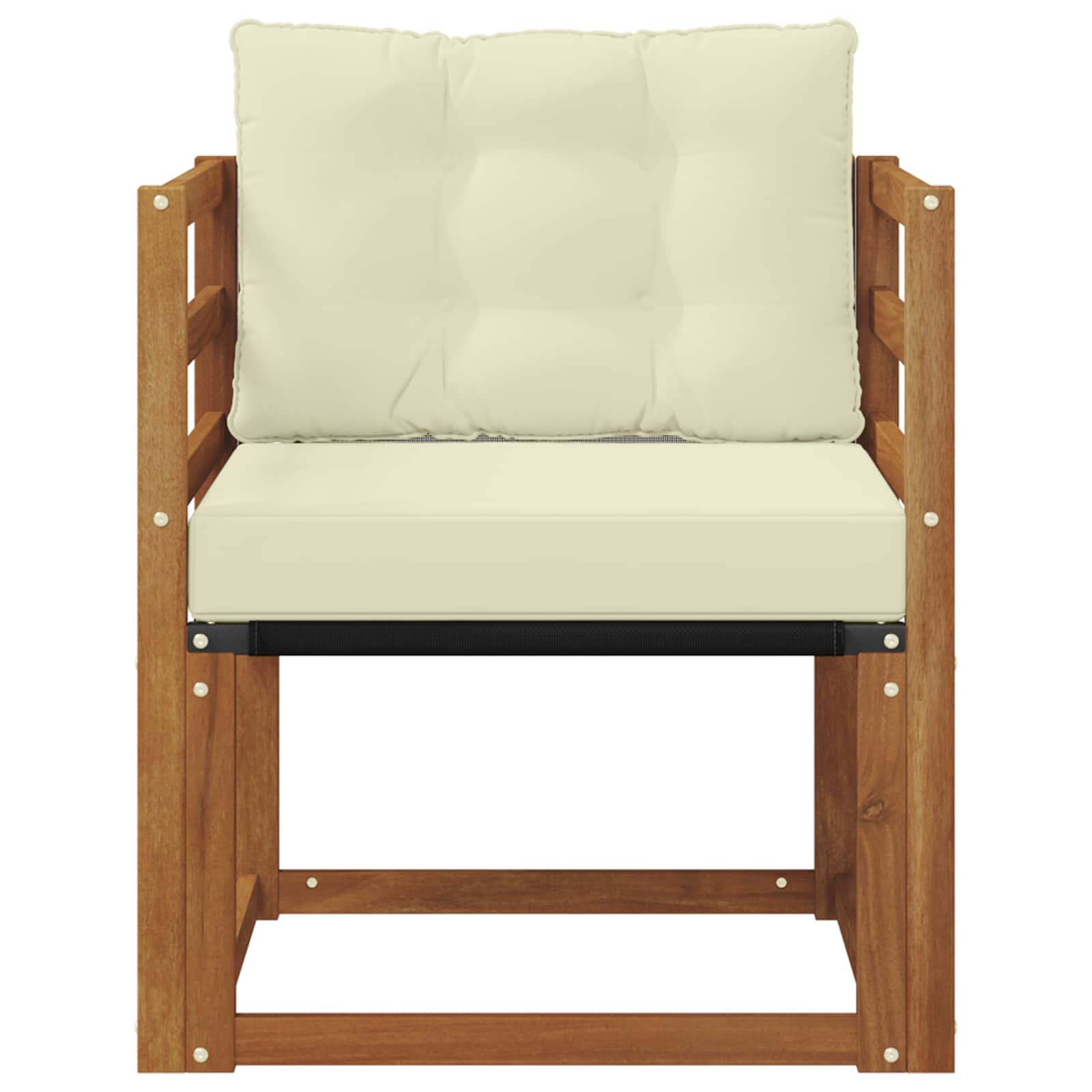 Outdoor-Sofa Massivholz Akazie Natur und Creme