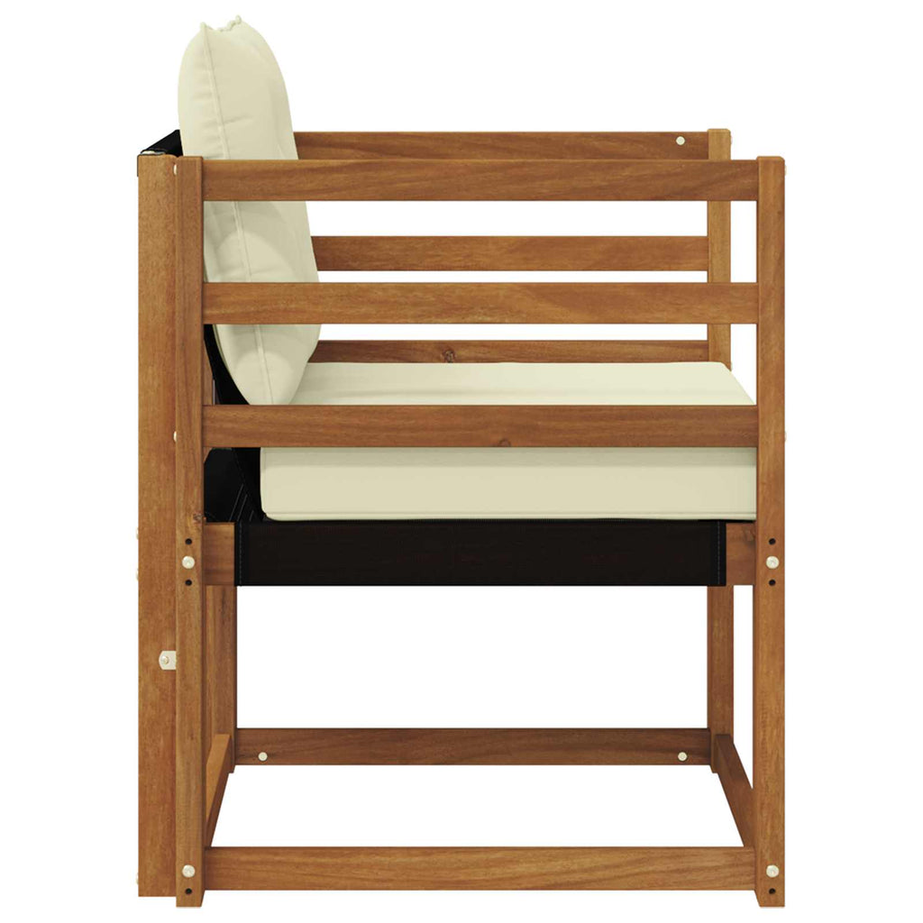 Outdoor-Sofa Massivholz Akazie Natur und Creme