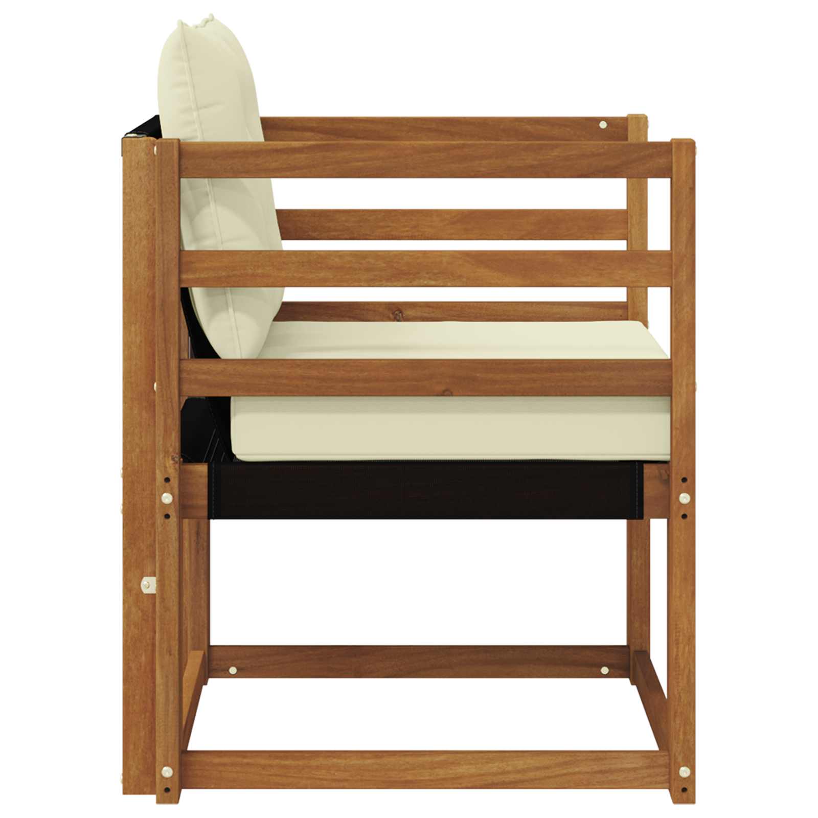 Outdoor-Sofa Massivholz Akazie Natur und Creme