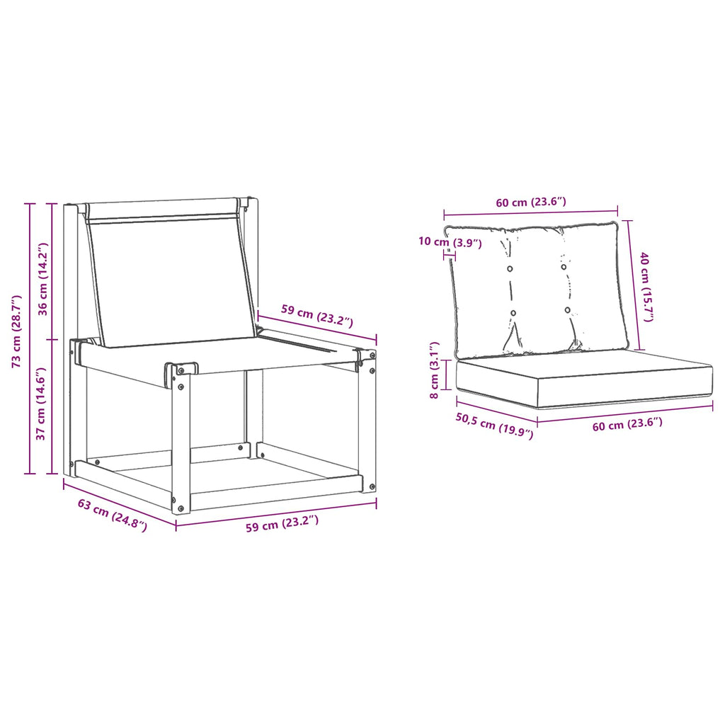 Outdoor-Sofa Massives Akazienholz und Textilene Natur und Creme