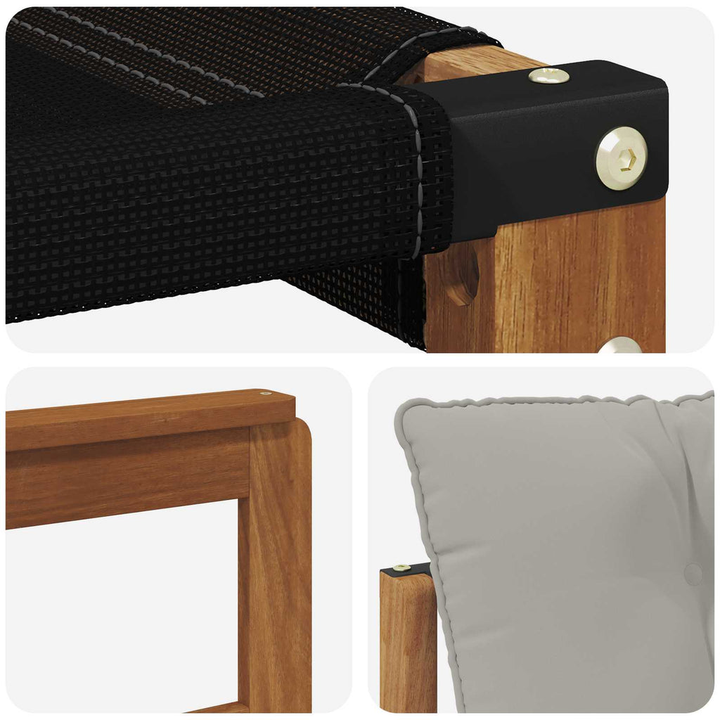 Outdoor-Sofa Massivholz Akazie Natürlich und Hellgrau