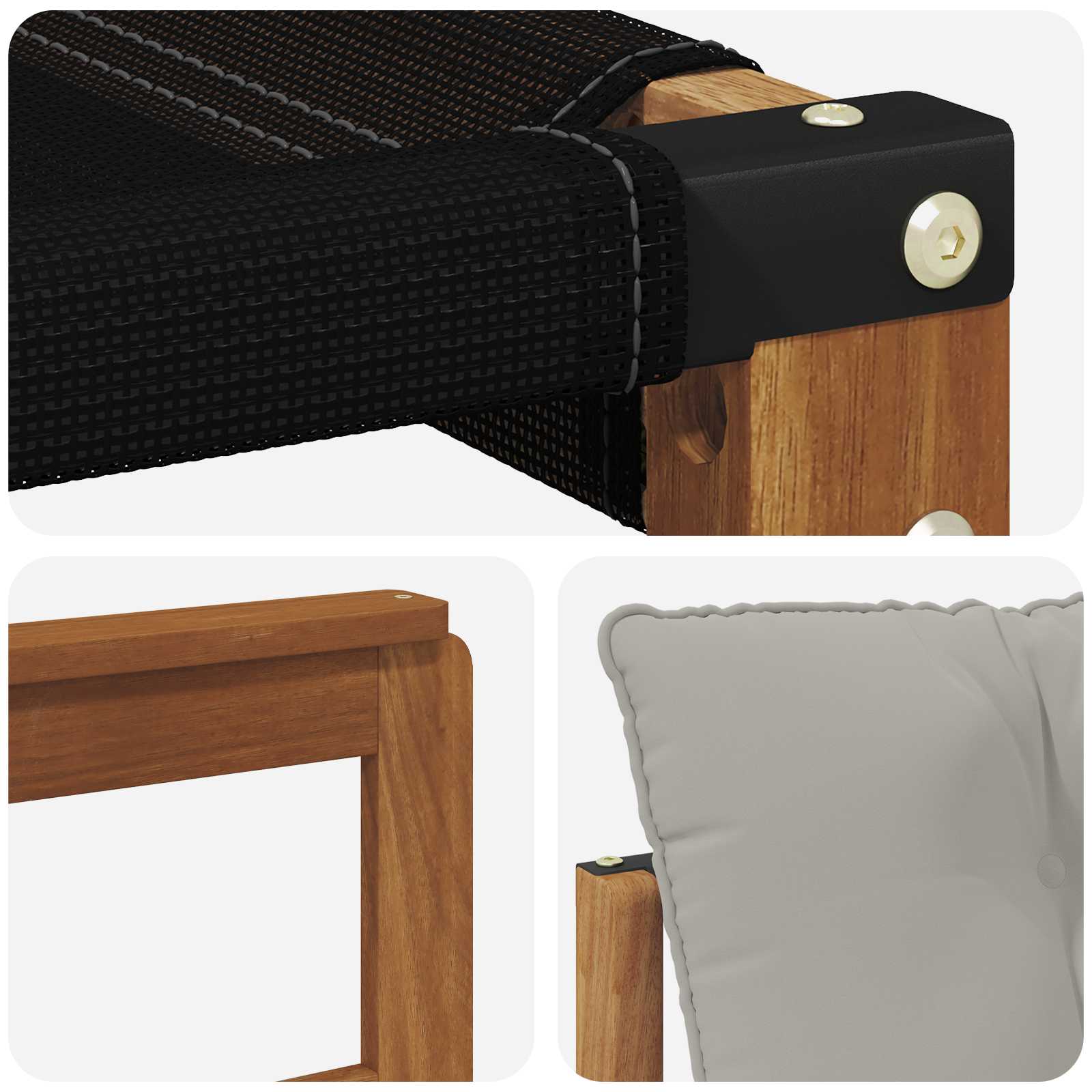 Outdoor-Sofa Massivholz Akazie Natürlich und Hellgrau