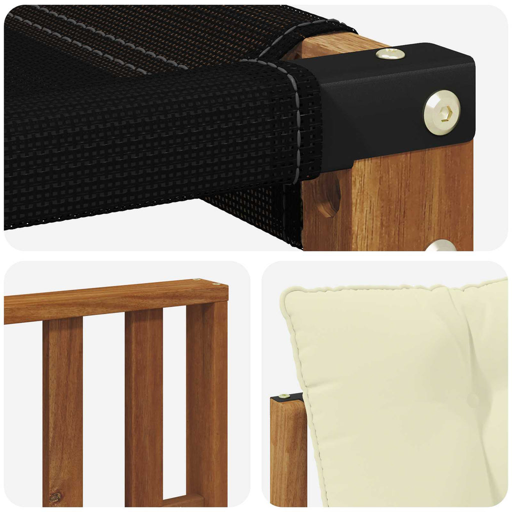 Outdoor-Sofa Massivholz Akazie Natur und Creme
