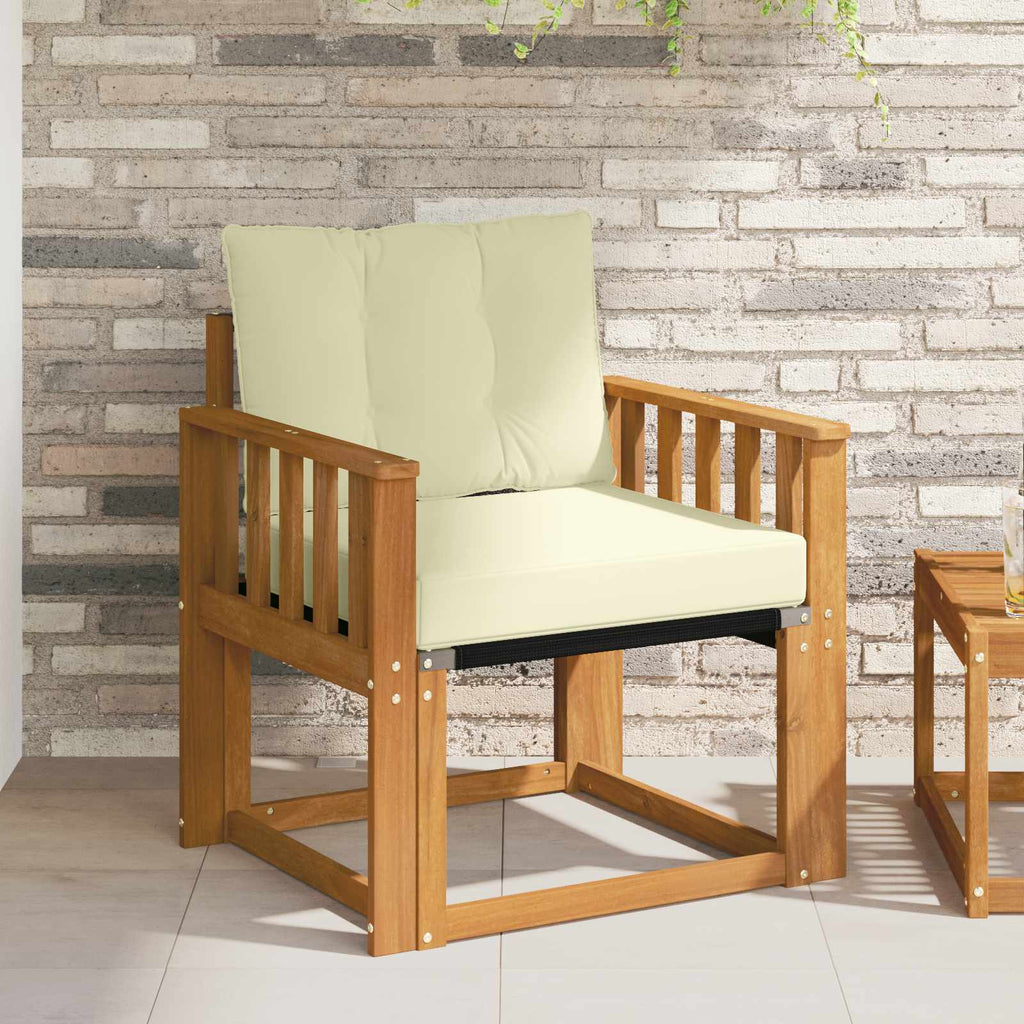 Outdoor-Sofa Massivholz Akazie Natur und Creme