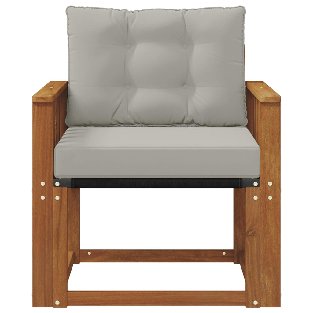 Outdoor-Sofa Massivholz Akazie Natürlich und Hellgrau