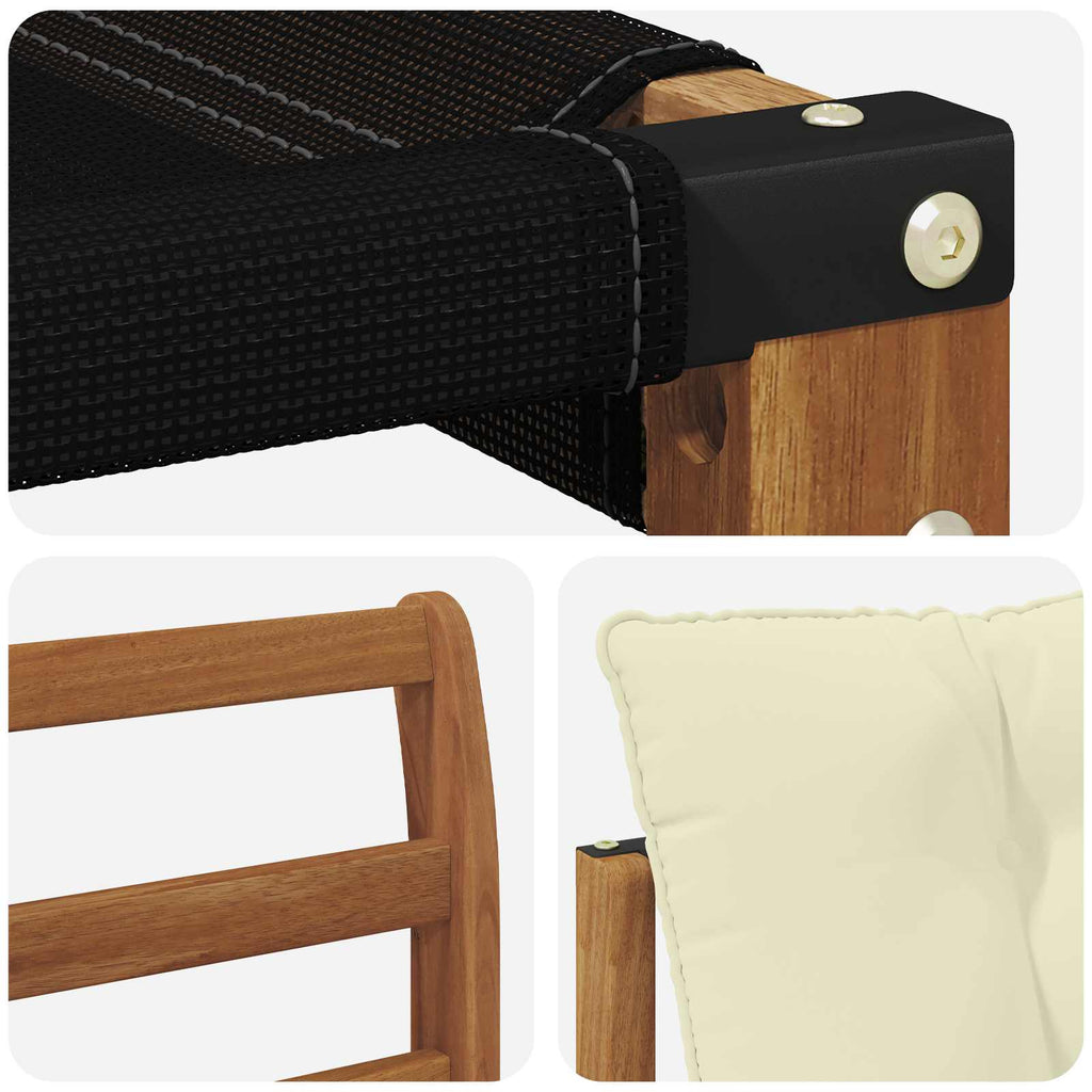 Outdoor-Sofa Massives Akazienholz und Textilene Natur und Creme