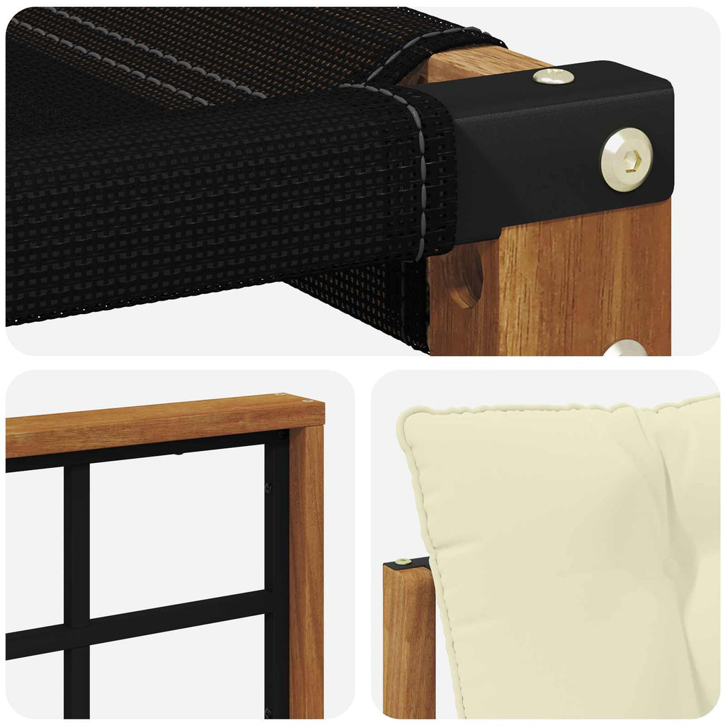 Outdoor-Sofa Massivholz Akazie Natur und Creme