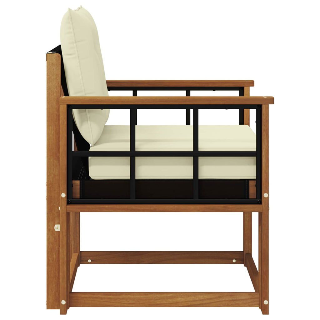 Outdoor-Sofa Massivholz Akazie Natur und Creme