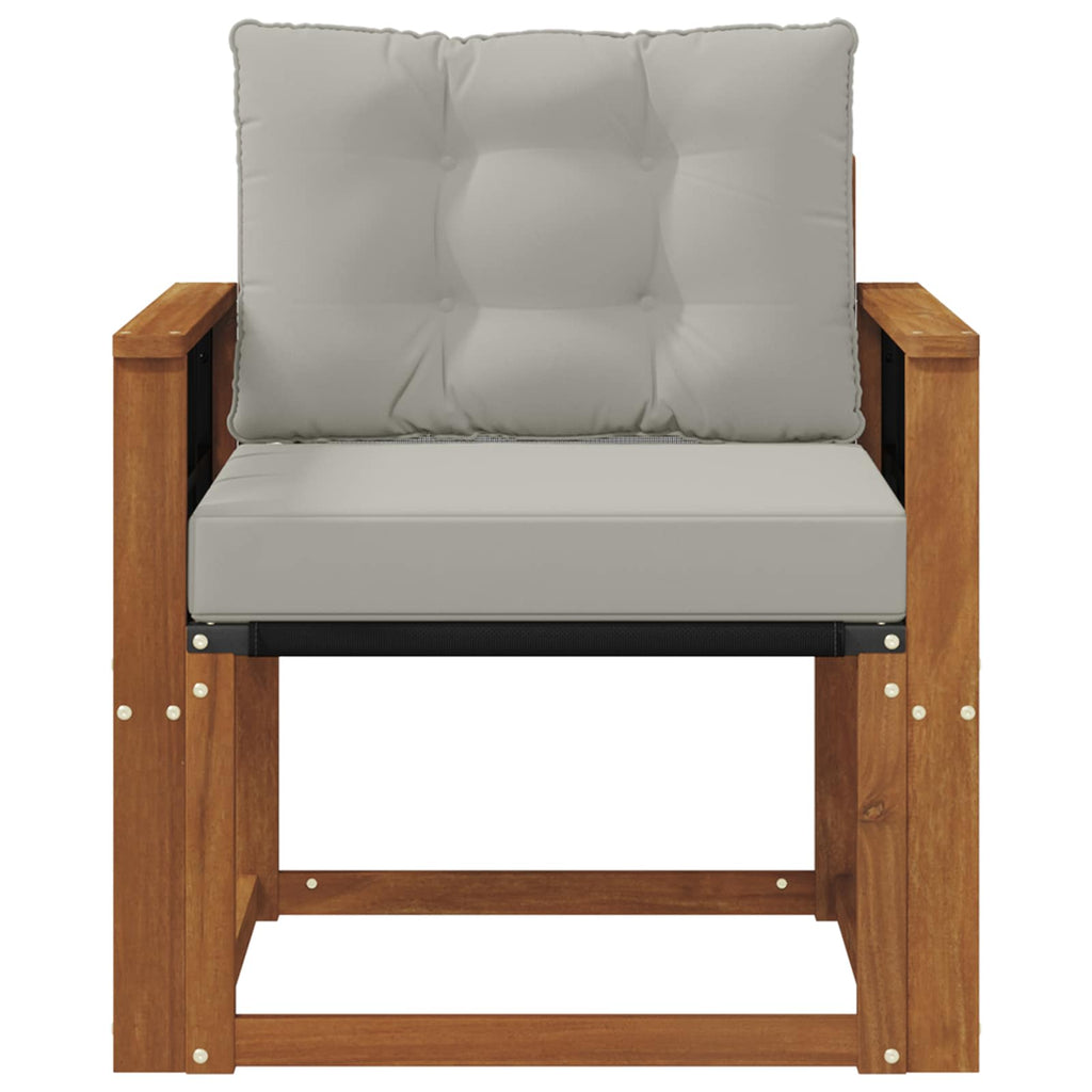 Outdoor-Sofa Massivholz Akazie Natürlich und Hellgrau