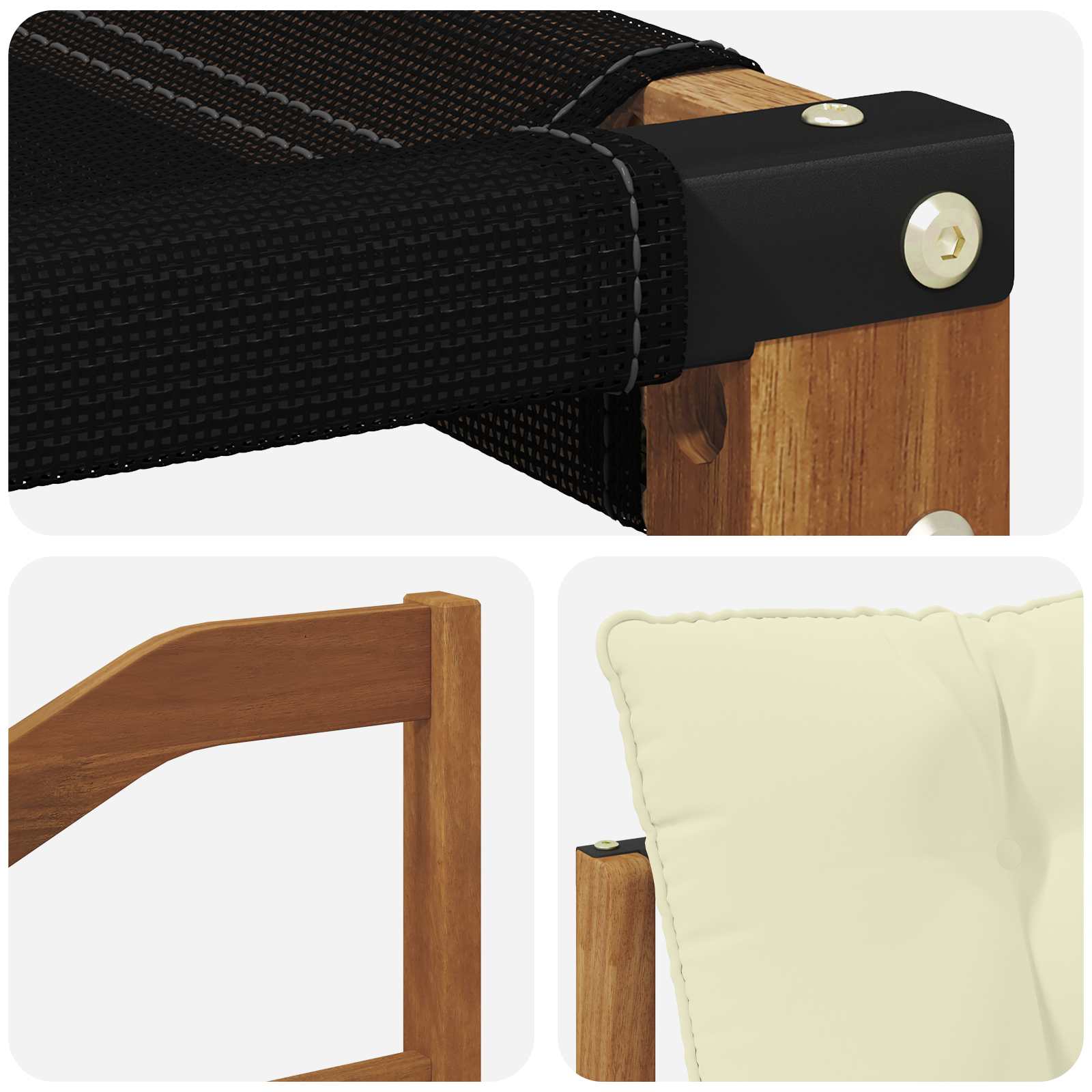 Outdoor-Sofa Massivholz Akazie Natur und Creme