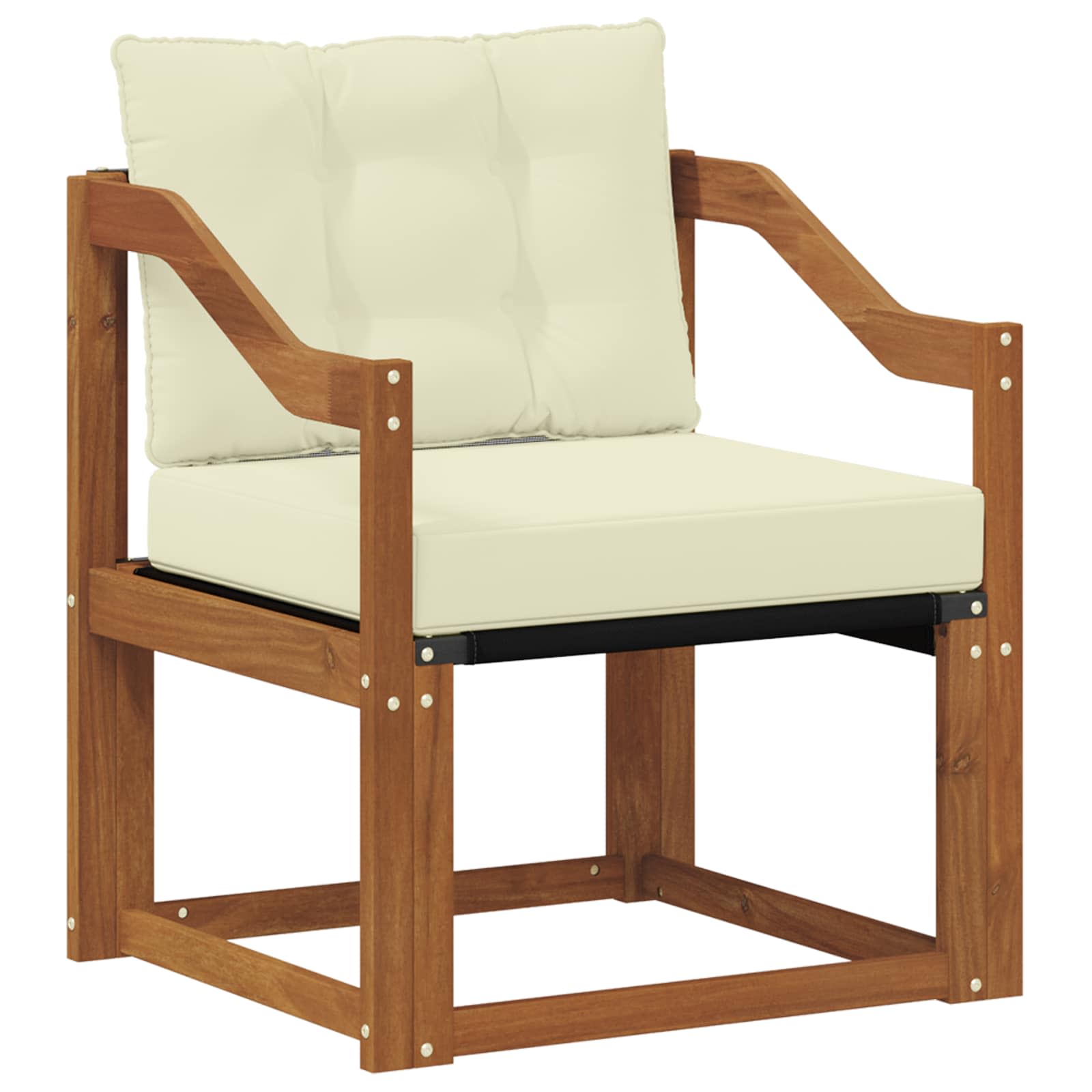 Outdoor-Sofa Massivholz Akazie Natur und Creme