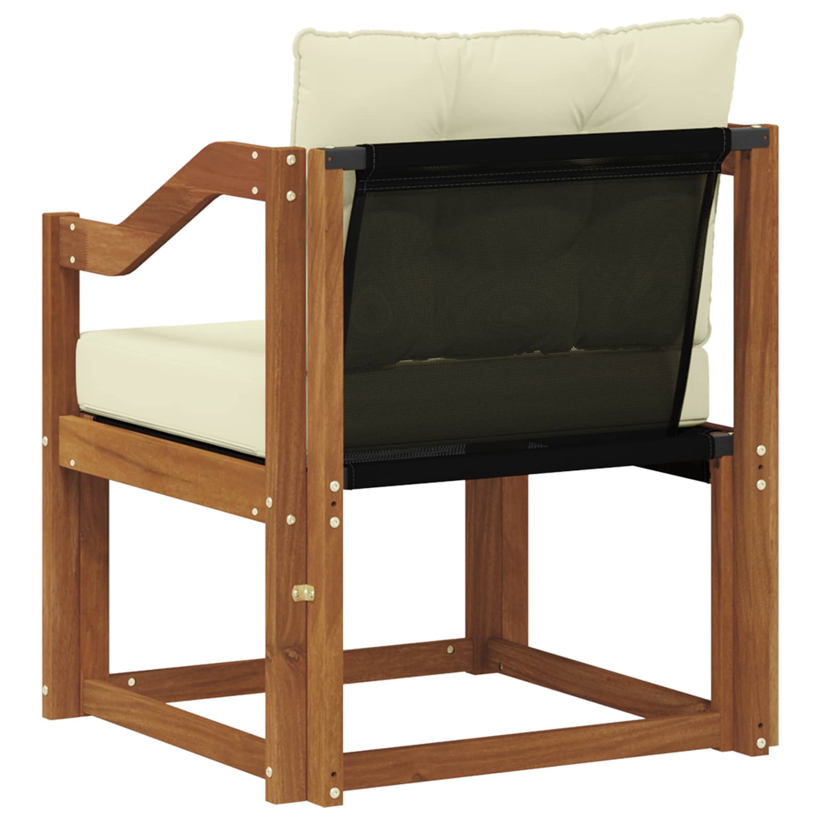 Outdoor-Sofa Massivholz Akazie Natur und Creme