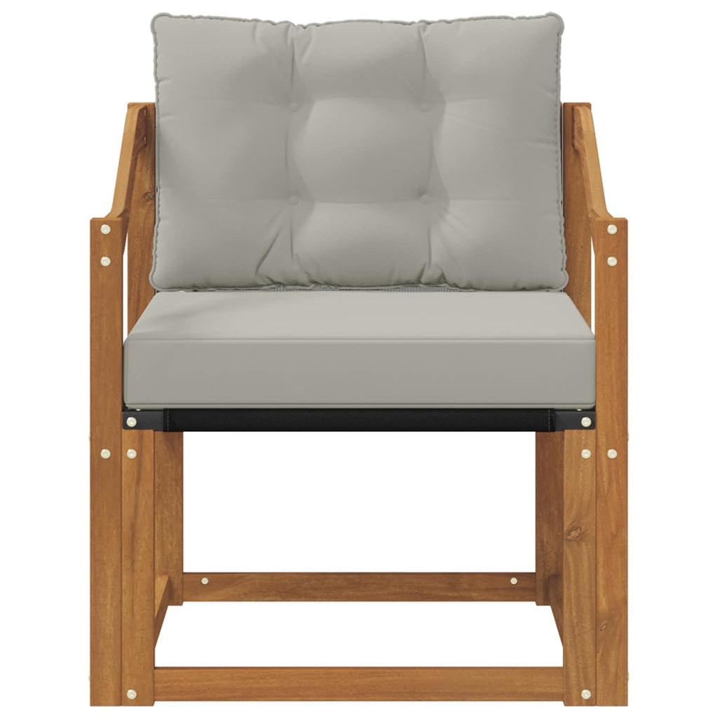 Outdoor-Sofa Massivholz Akazie Natürlich und Hellgrau