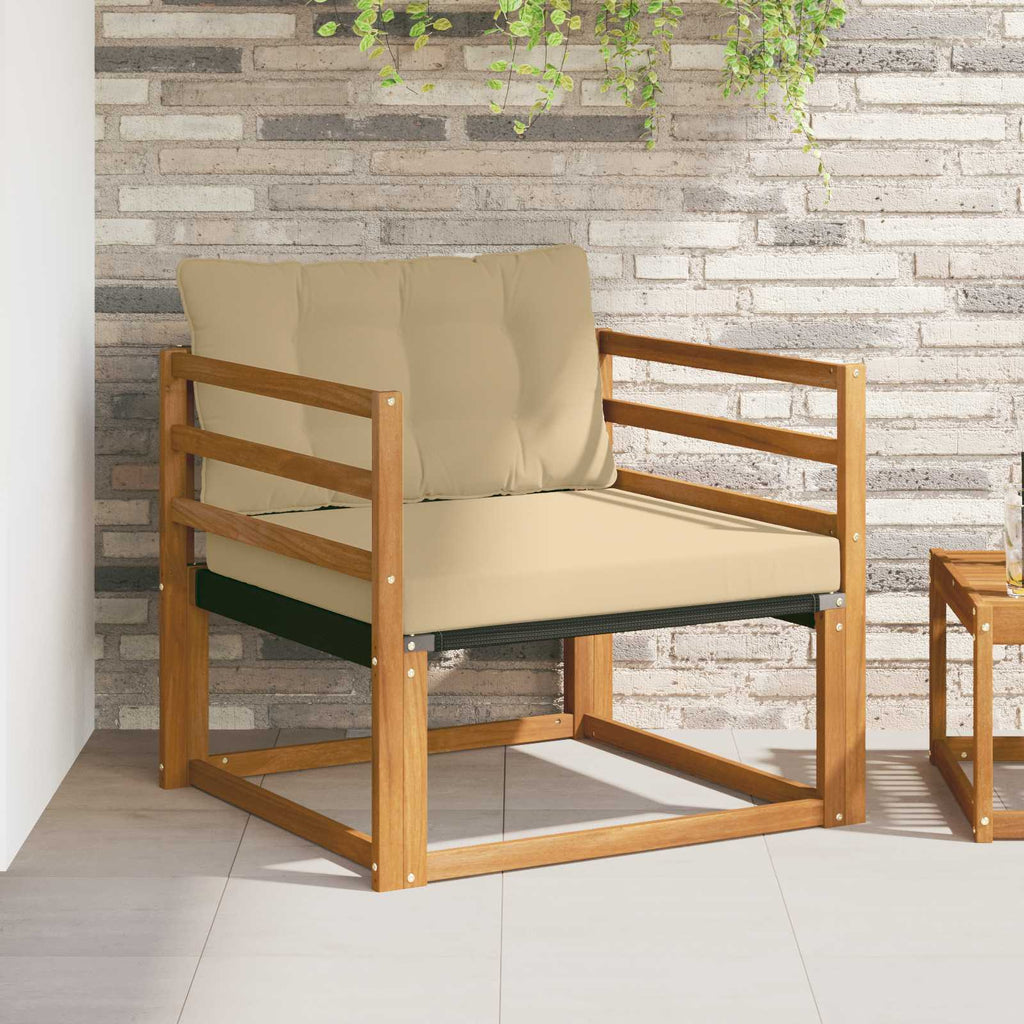 Outdoor-Sofagarnitur Massives Akazienholz und Textilene Natur