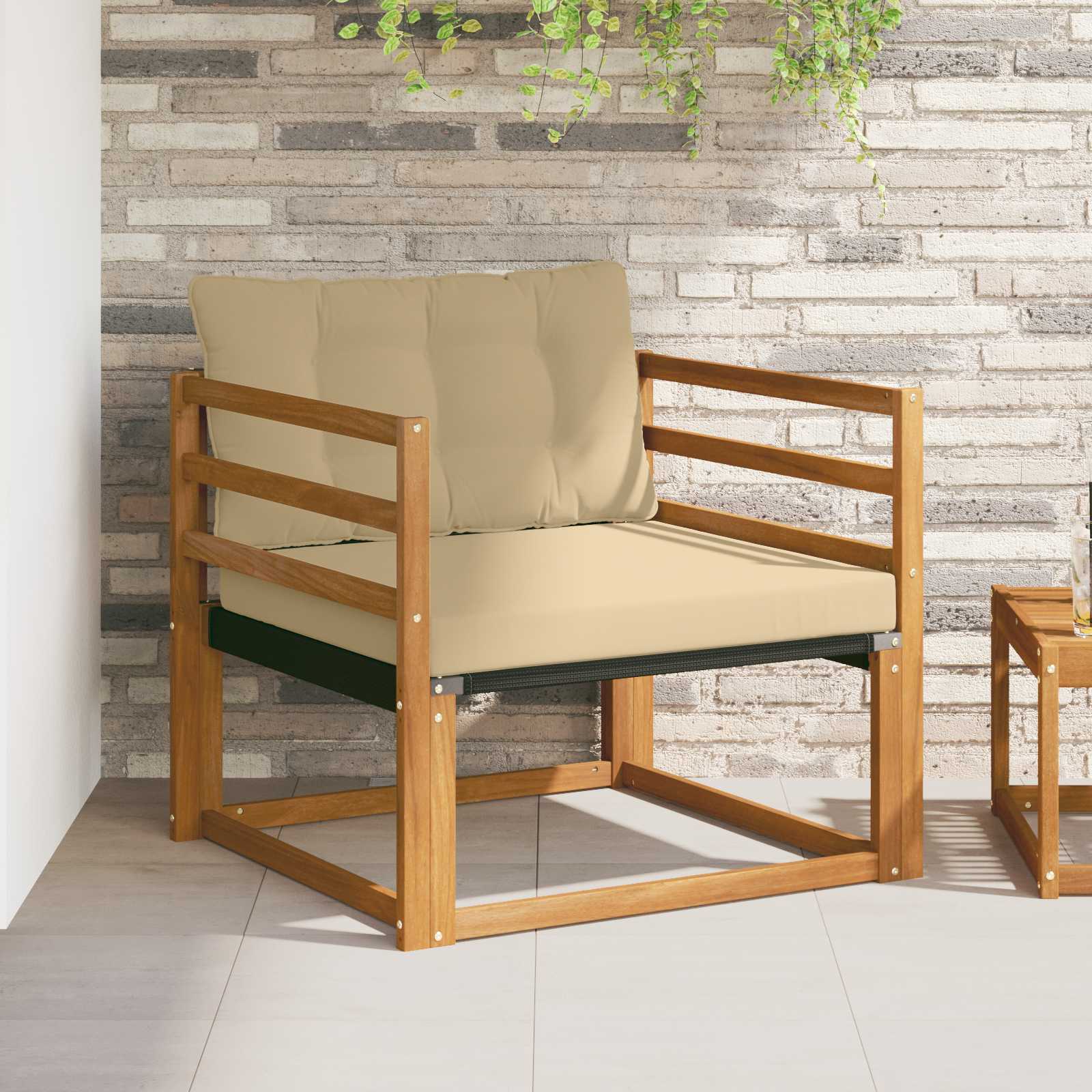 Outdoor-Sofagarnitur Massives Akazienholz und Textilene Natur
