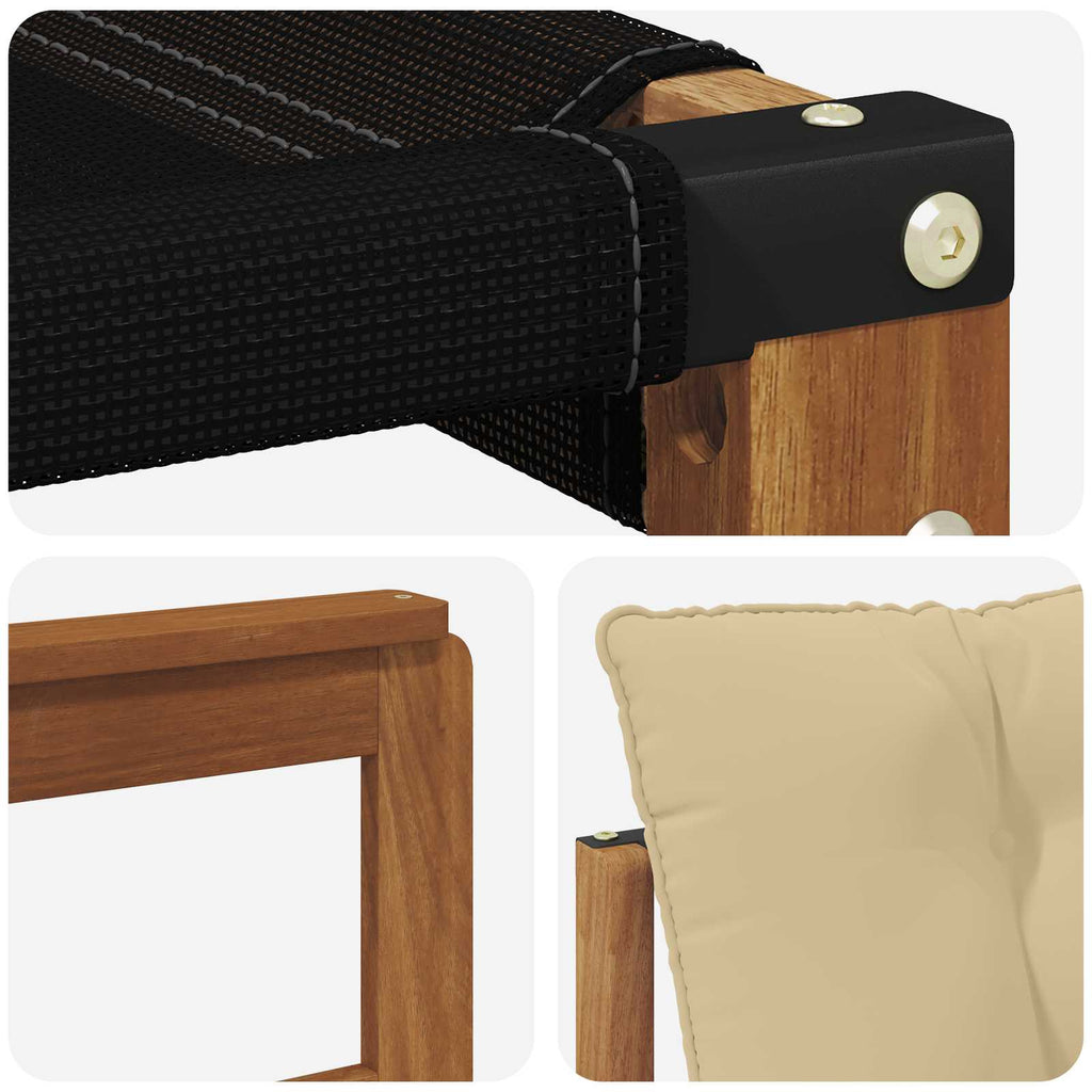 Outdoor-Sofagarnitur Massives Akazienholz und Textilene Natur