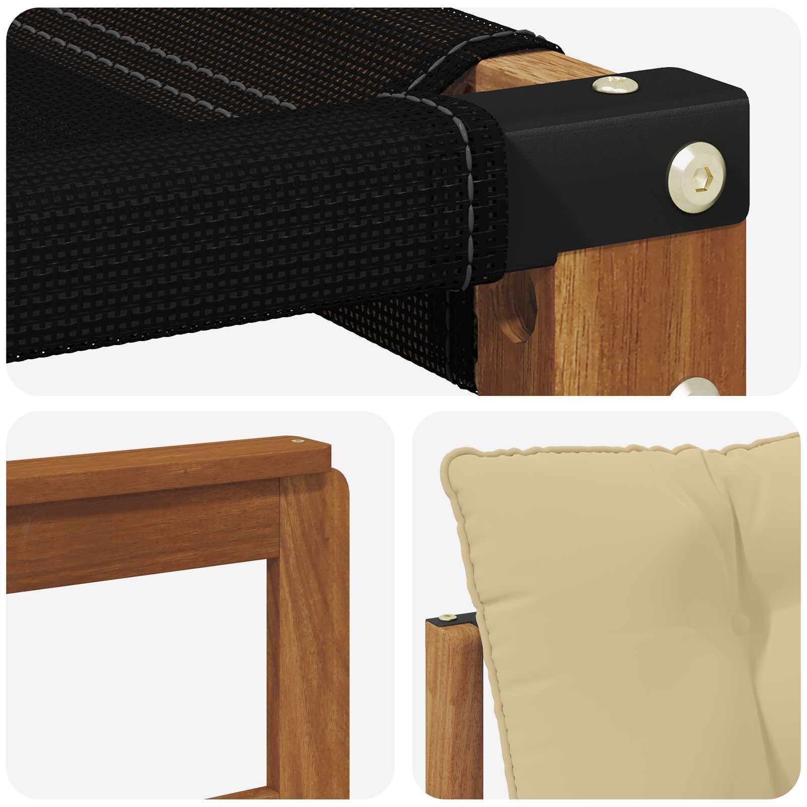 Outdoor-Sofagarnitur Massives Akazienholz und Textilene Natur