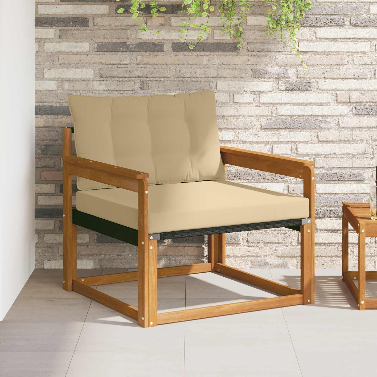 Outdoor-Sofagarnitur Massives Akazienholz und Textilene Natur