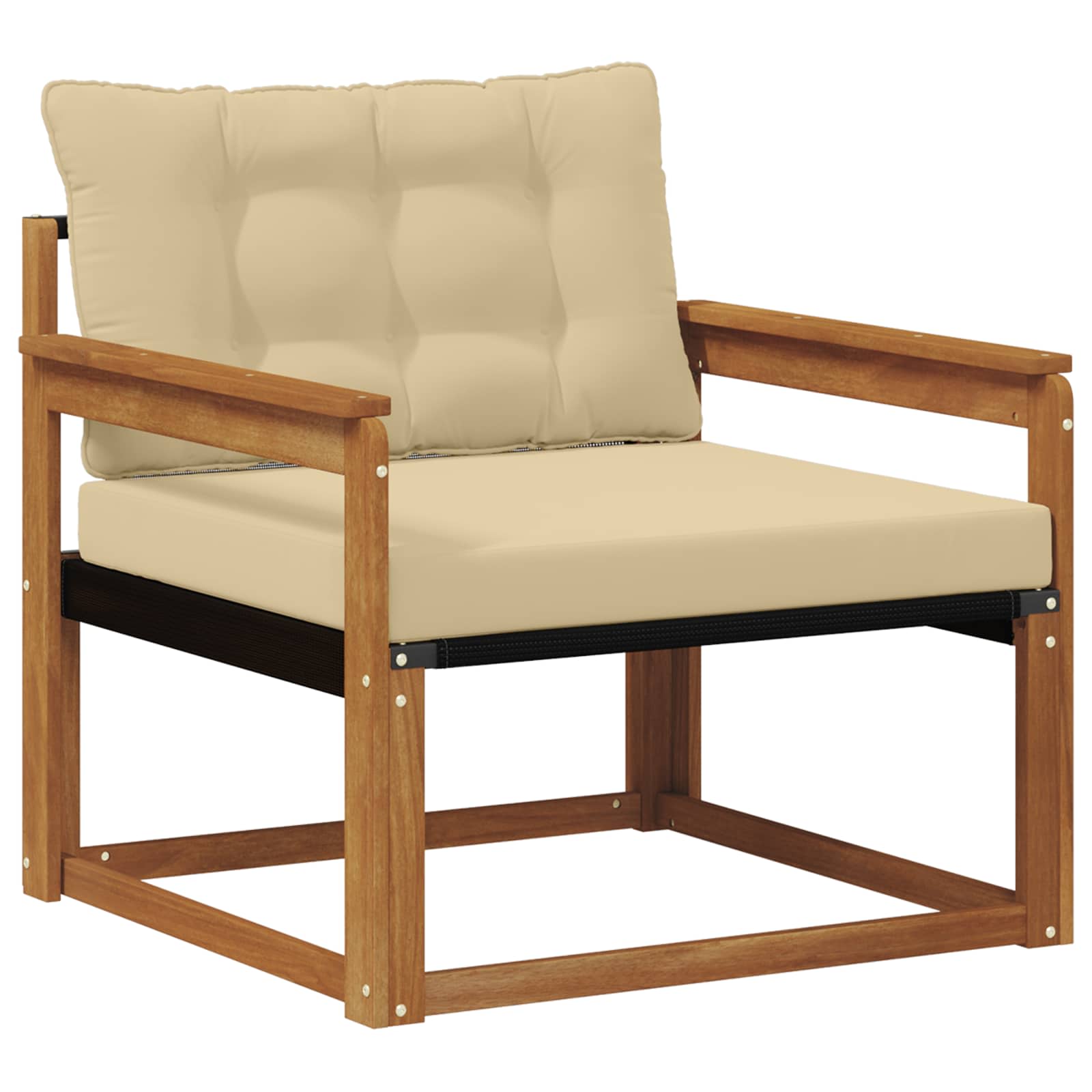 Outdoor-Sofagarnitur Massives Akazienholz und Textilene Natur