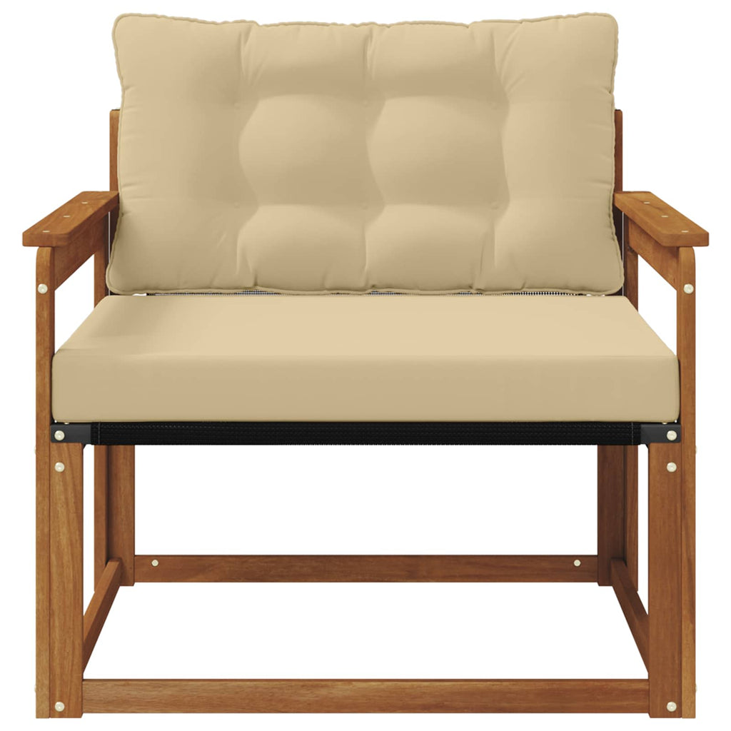 Outdoor-Sofagarnitur Massives Akazienholz und Textilene Natur