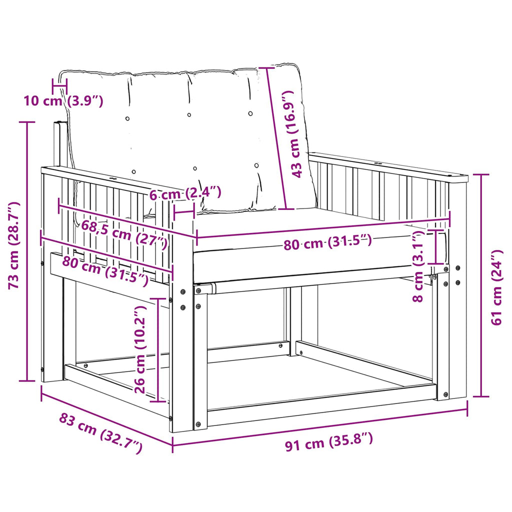 Outdoor-Sofagarnitur Massives Akazienholz und Textilene Natur