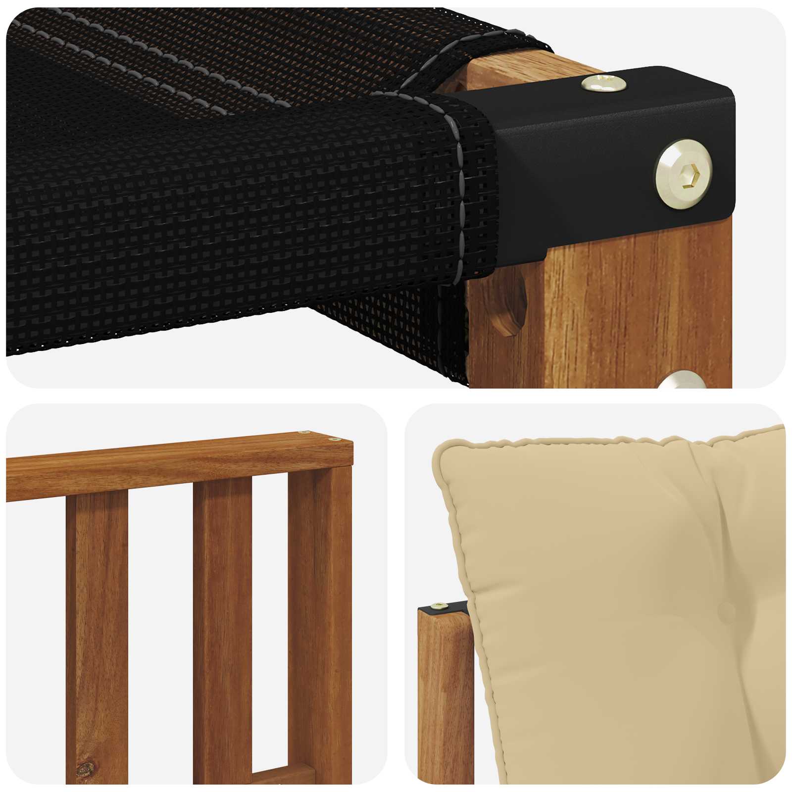 Outdoor-Sofagarnitur Massives Akazienholz und Textilene Natur