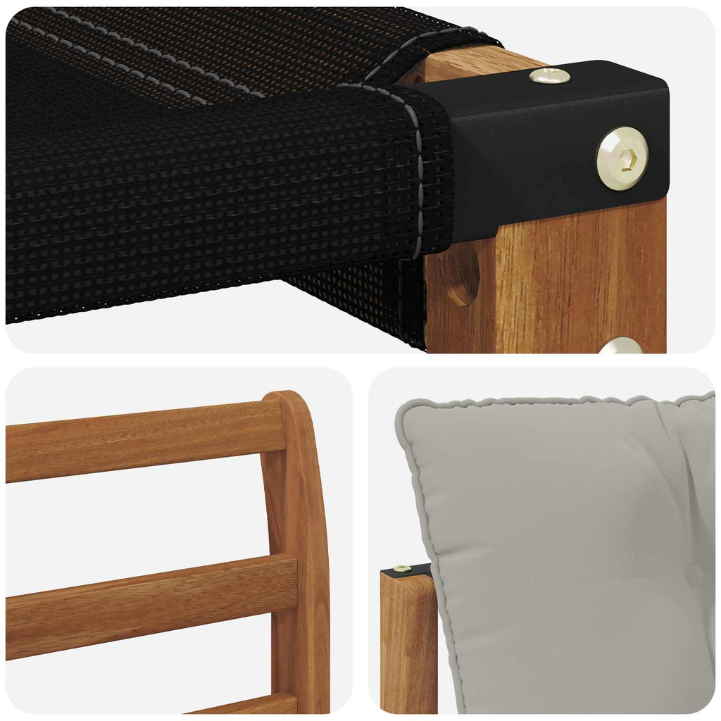 Outdoor-Sofagarnitur Massives Akazienholz und Textilene Natur