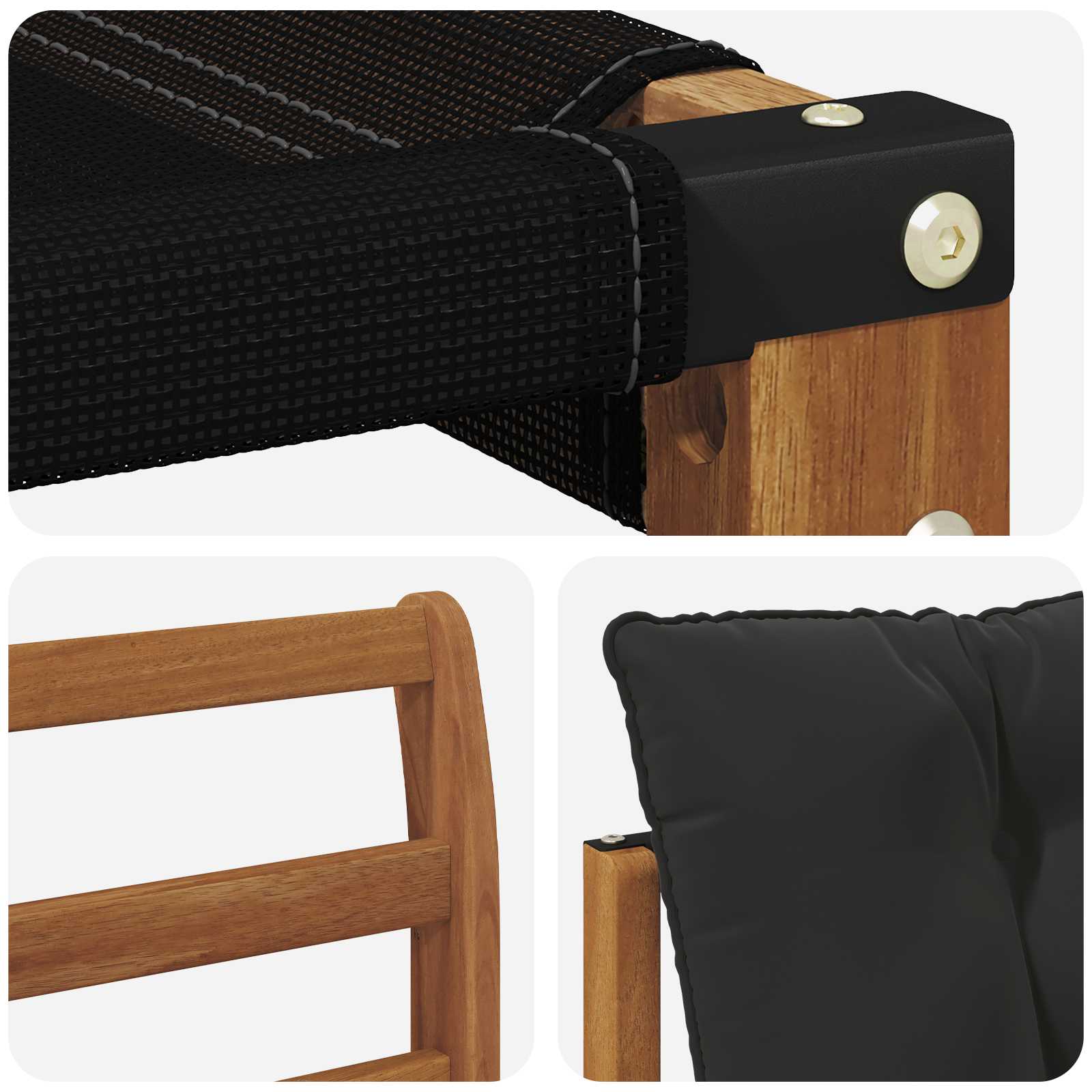 Outdoor-Sofagarnitur Massives Akazienholz und Textilene Natur