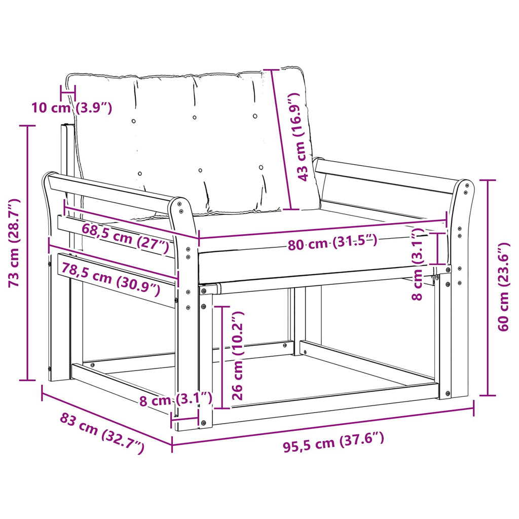 Outdoor-Sofagarnitur Massives Akazienholz und Textilene Natur
