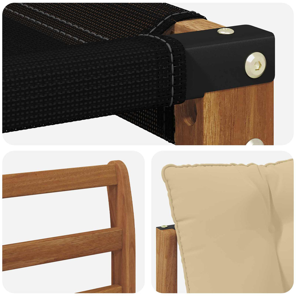 Outdoor-Sofagarnitur Massives Akazienholz und Textilene Natur