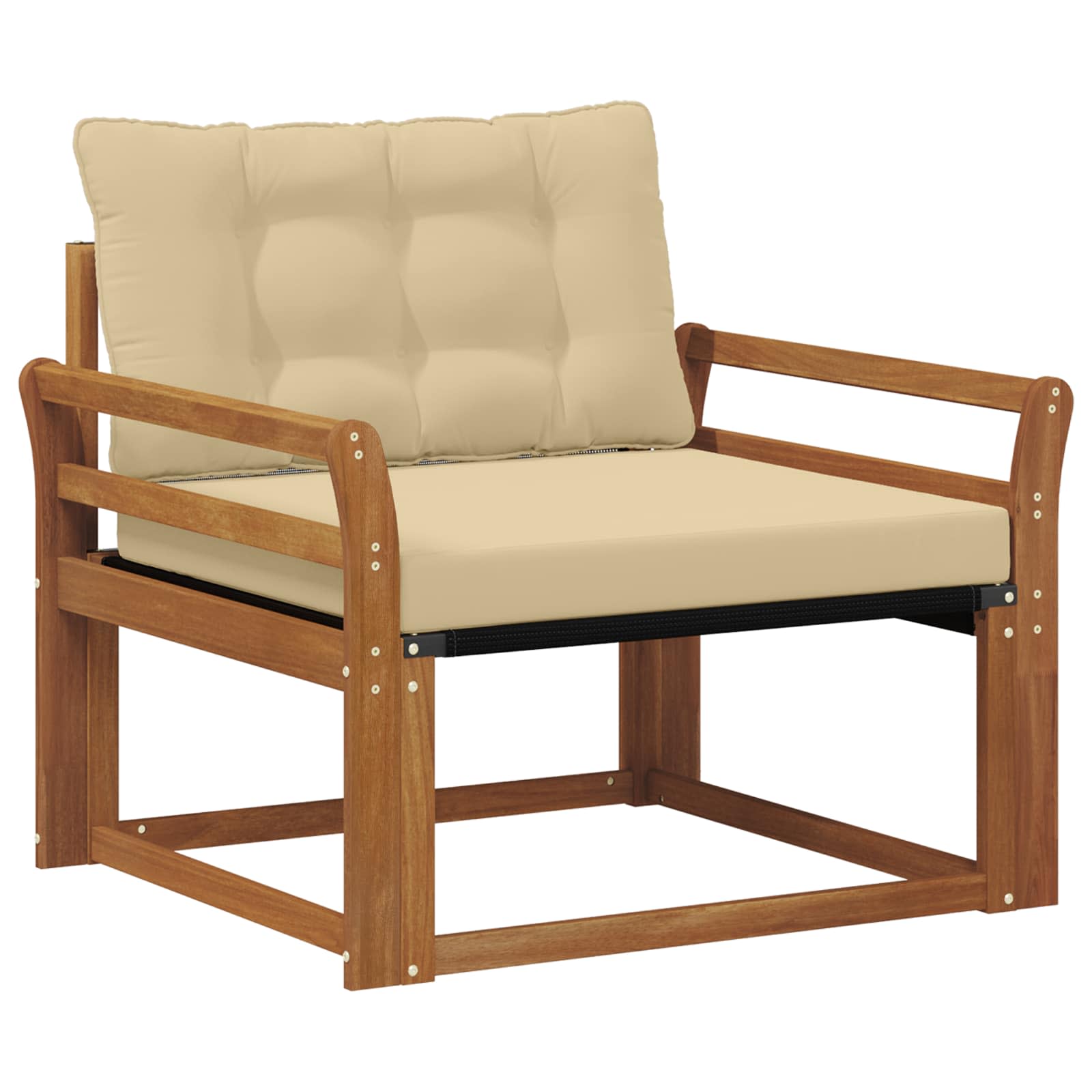 Outdoor-Sofagarnitur Massives Akazienholz und Textilene Natur