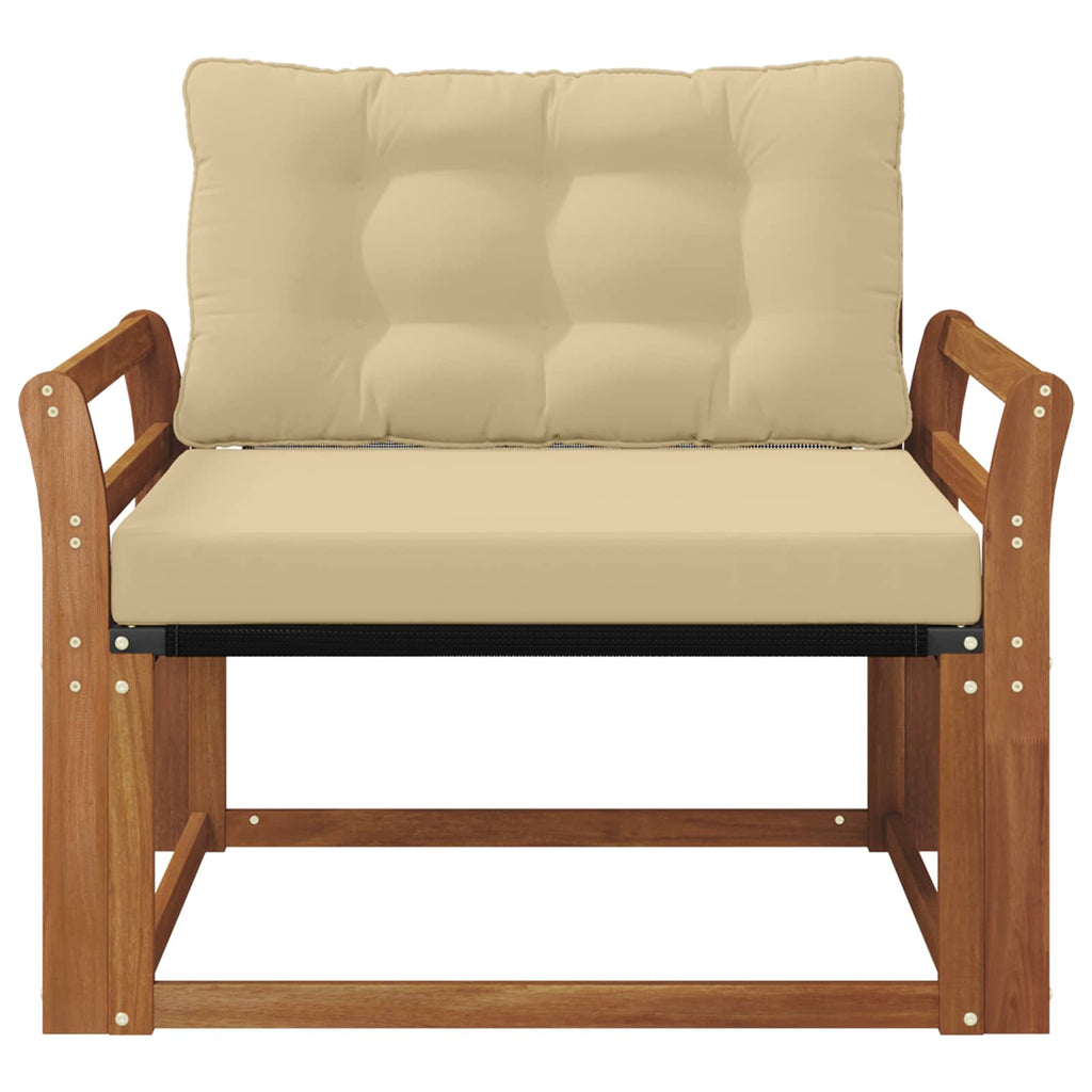 Outdoor-Sofagarnitur Massives Akazienholz und Textilene Natur