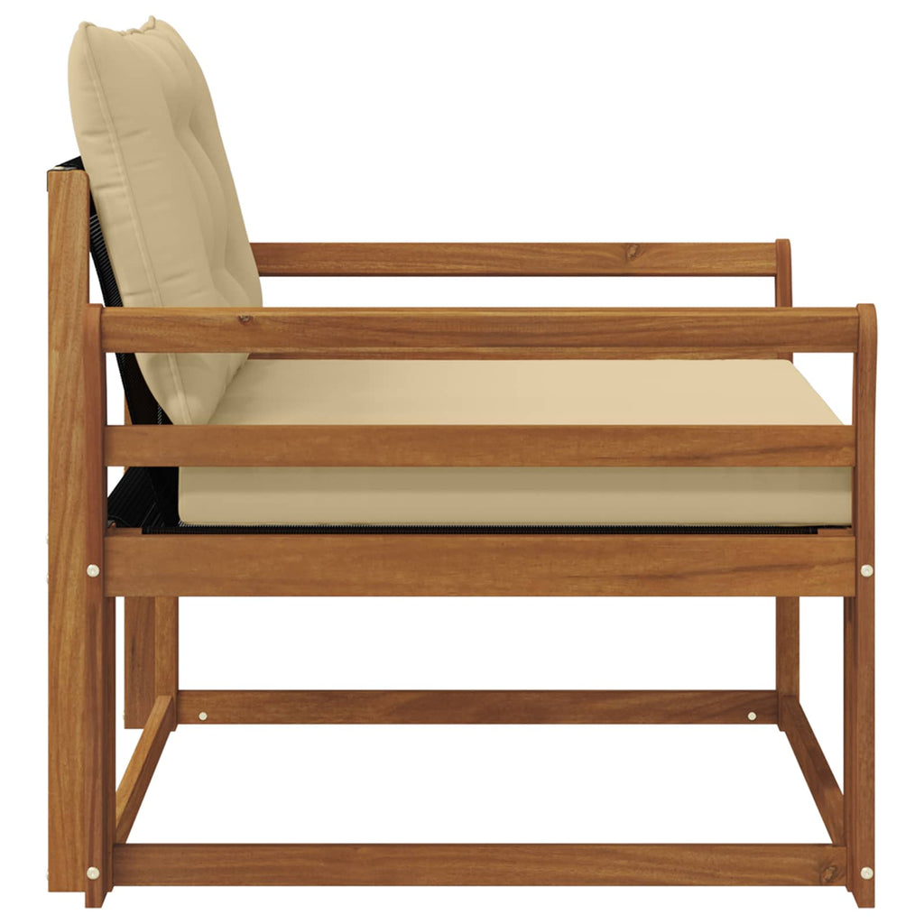 Outdoor-Sofagarnitur Massives Akazienholz und Textilene Natur