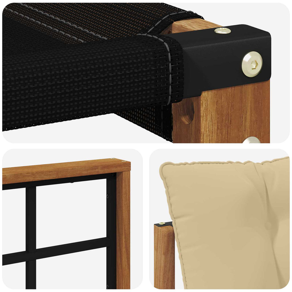 Outdoor-Sofagarnitur Massives Akazienholz und Textilene Natur