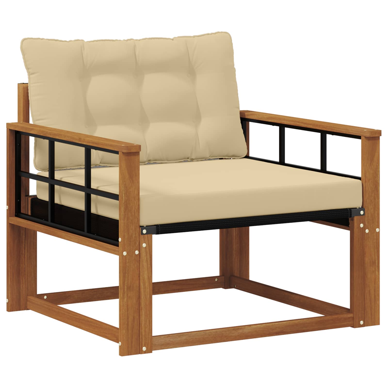 Outdoor-Sofagarnitur Massives Akazienholz und Textilene Natur
