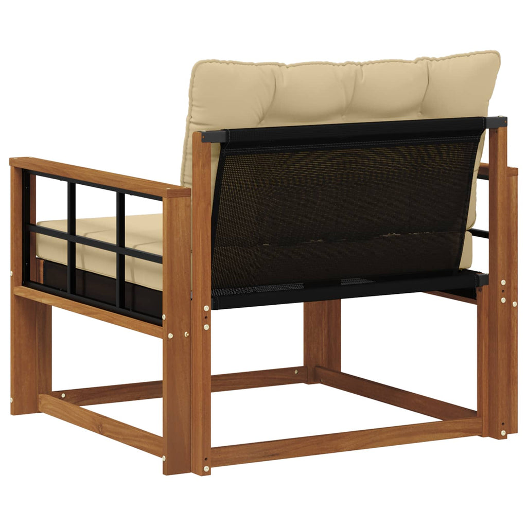 Outdoor-Sofagarnitur Massives Akazienholz und Textilene Natur