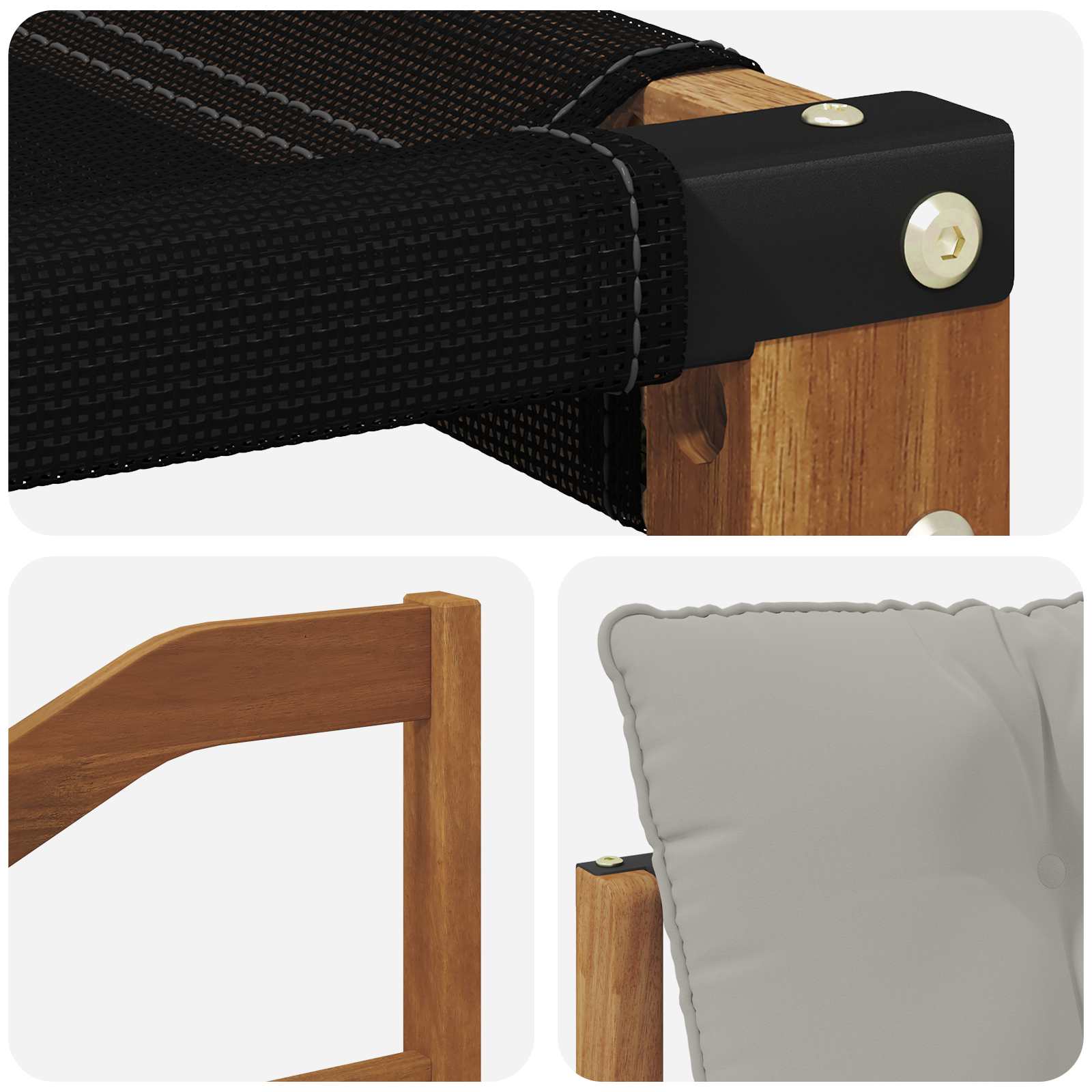 Outdoor-Sofagarnitur Massives Akazienholz und Textilene Natur