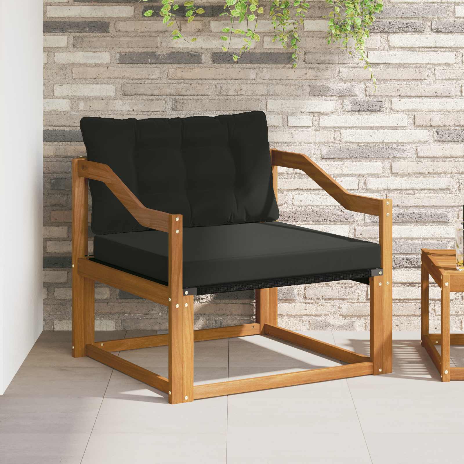 Outdoor-Sofagarnitur Massives Akazienholz und Textilene Natur