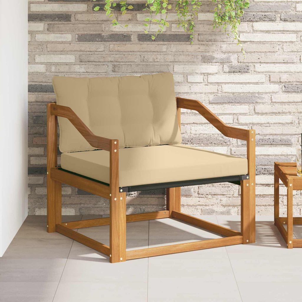 Outdoor-Sofagarnitur Massives Akazienholz und Textilene Natur