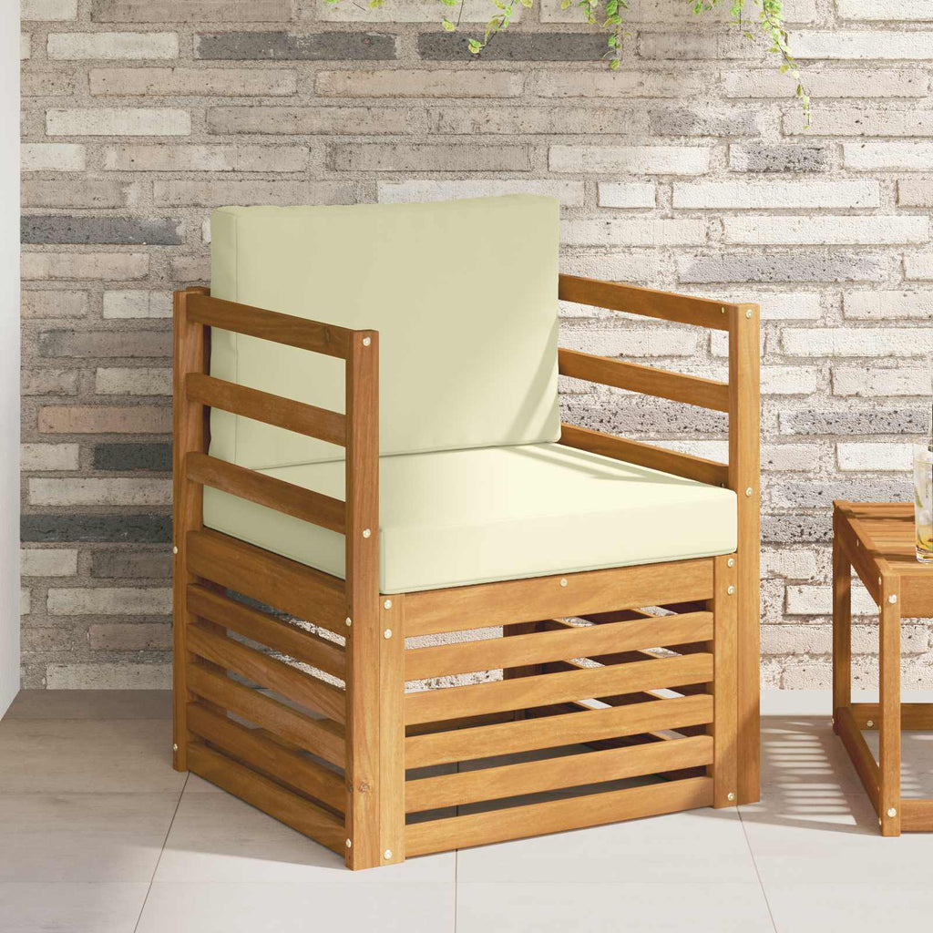 Outdoor-Sofa Massives Akazienholz und Polyester Natur